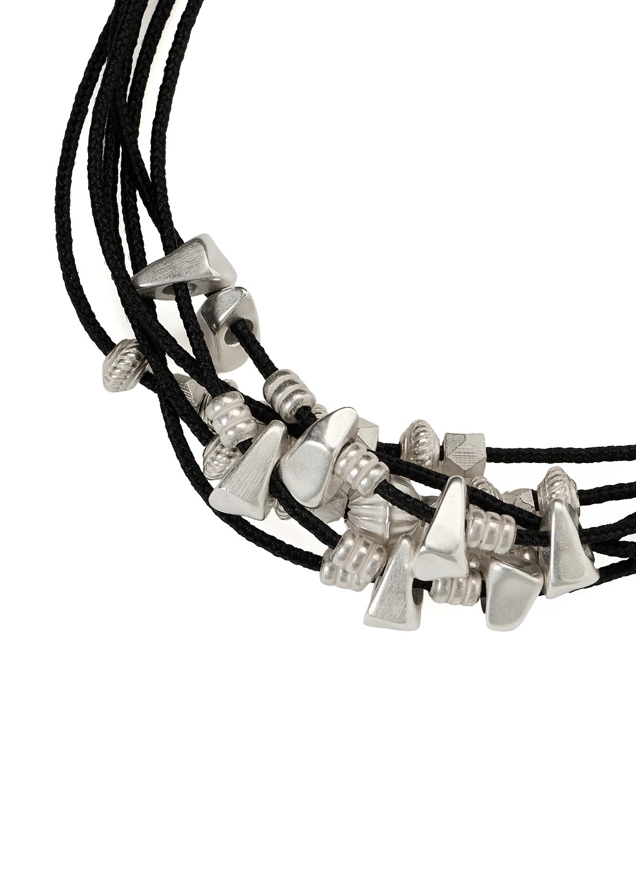 BRAIDED LEATHER BRACELET WITH BRASS CONES