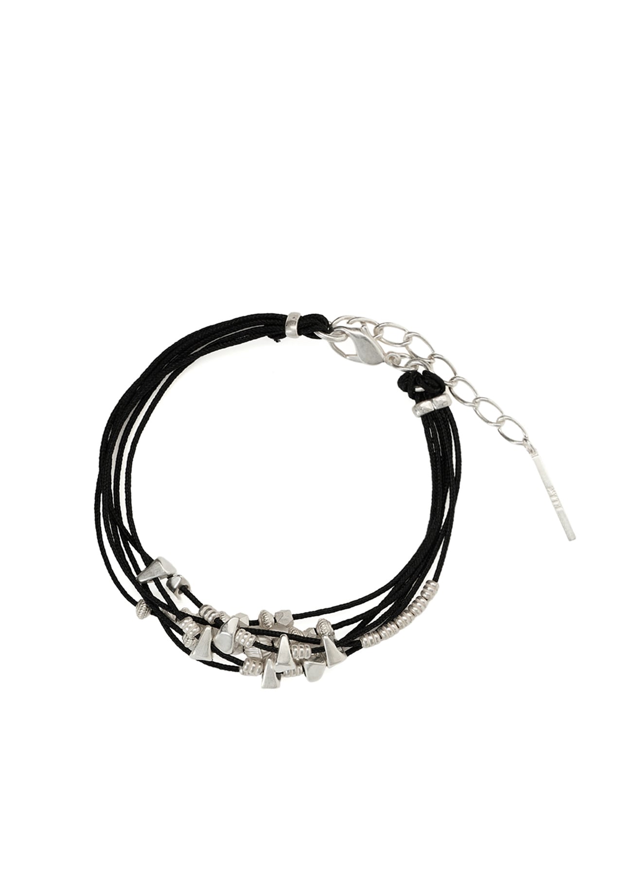 BRAIDED LEATHER BRACELET WITH BRASS CONES
