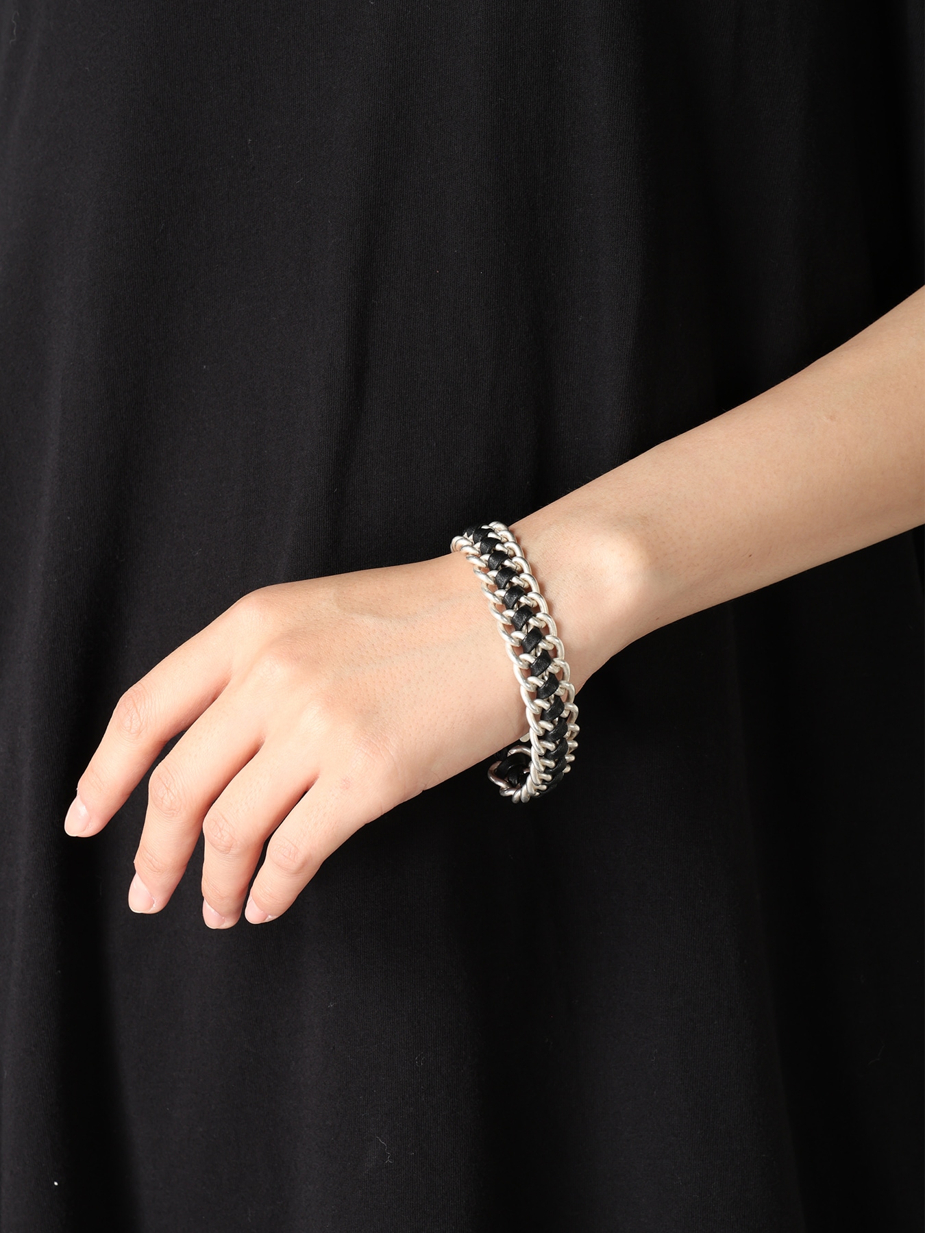 INTERWOVEN BRASS & LEATHER BRACELET