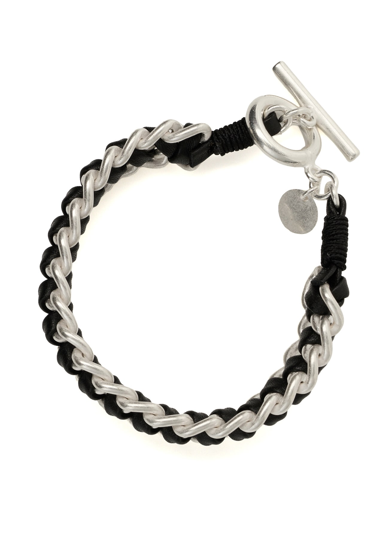 INTERWOVEN BRASS & LEATHER BRACELET