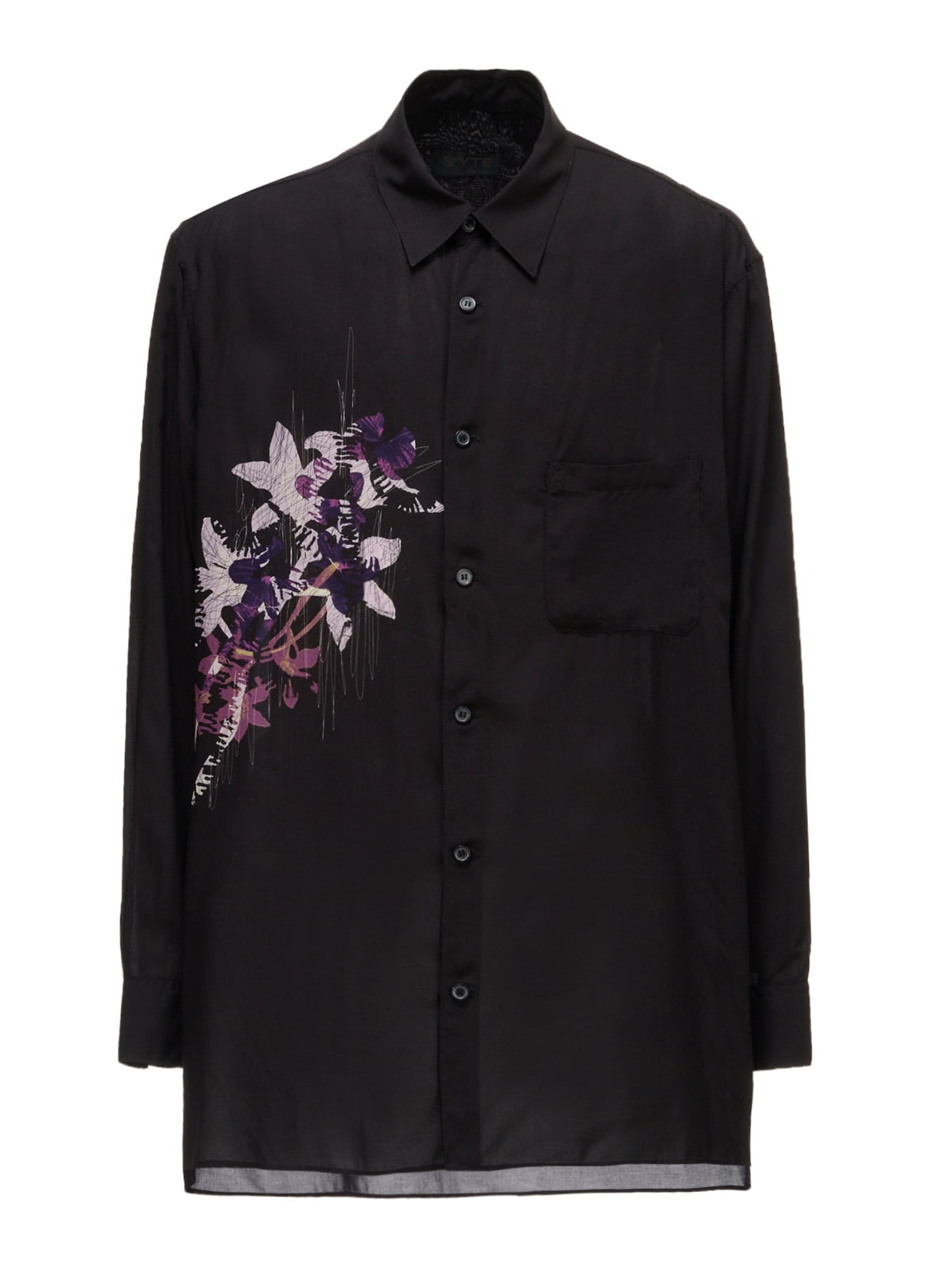 SKETCH PANSY PRINT RAYON REGULAR SHIRT