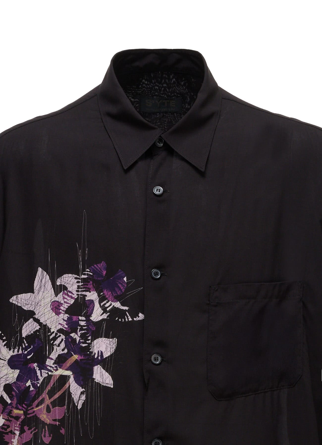 SKETCH PANSY PRINT RAYON REGULAR SHIRT