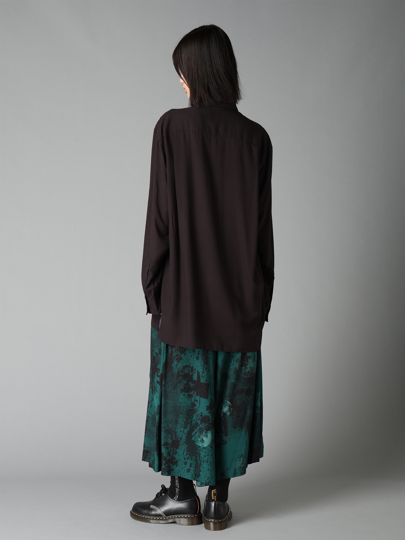 SKETCH PANSY PRINT RAYON REGULAR SHIRT