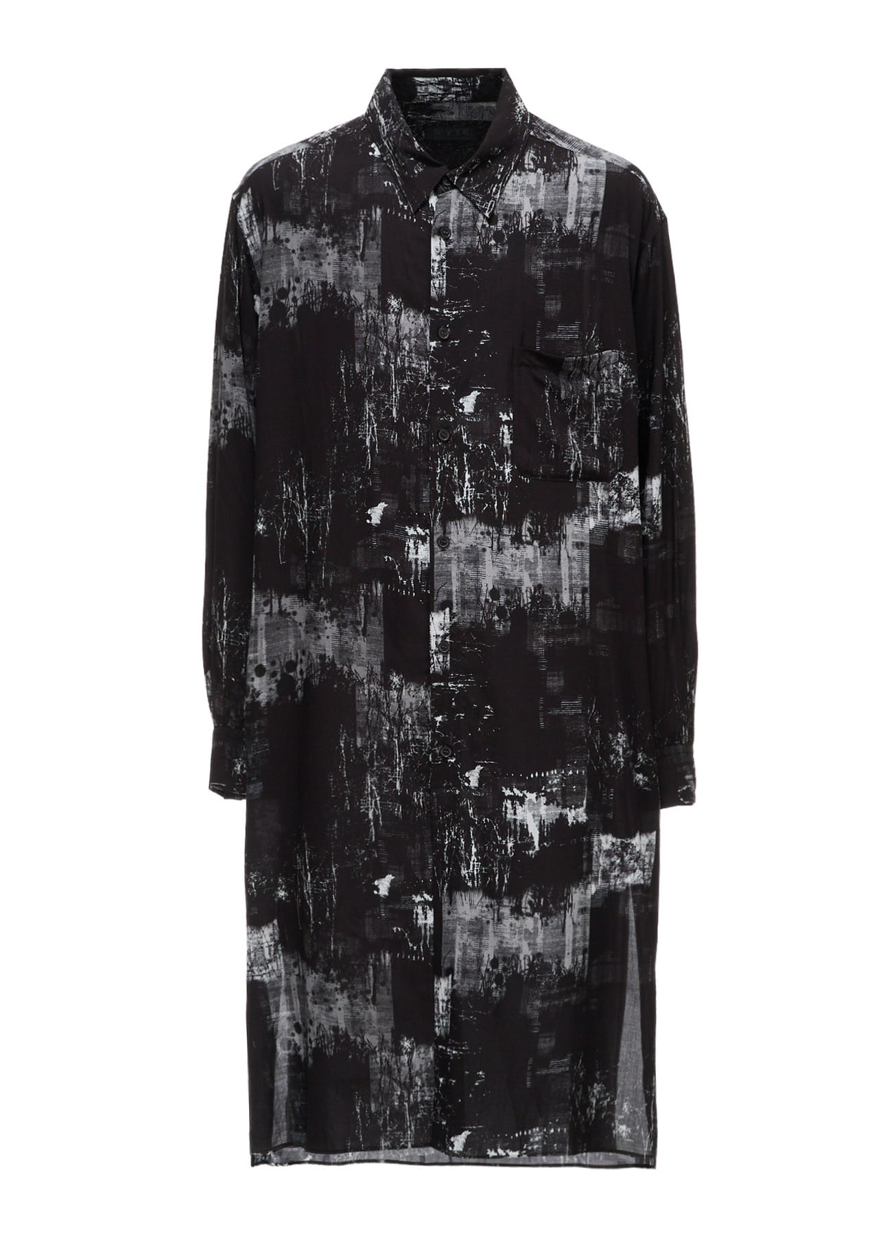 WITHERED BRANCH PRINT RAYON LONG REGULAR SHIRT