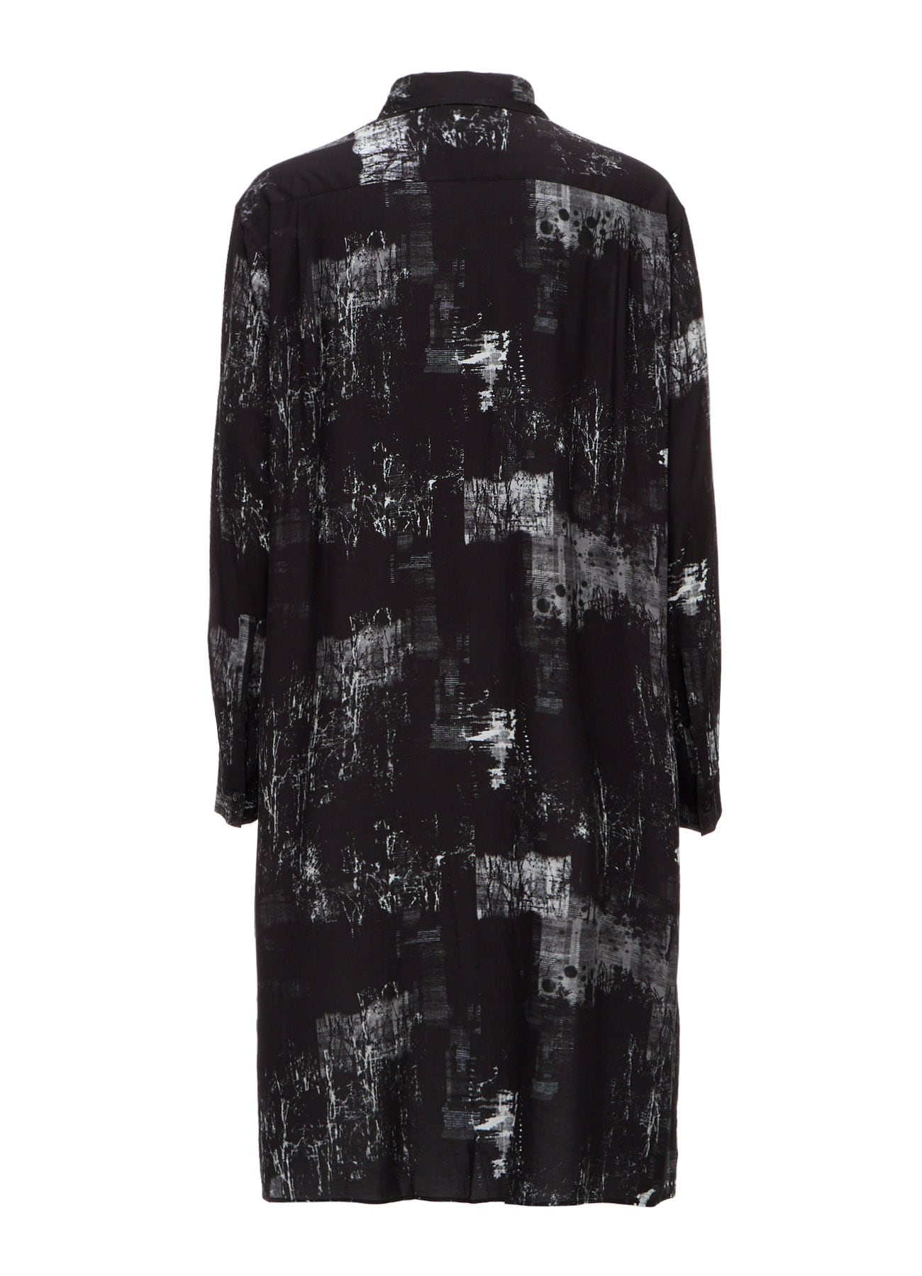 WITHERED BRANCH PRINT RAYON LONG REGULAR SHIRT