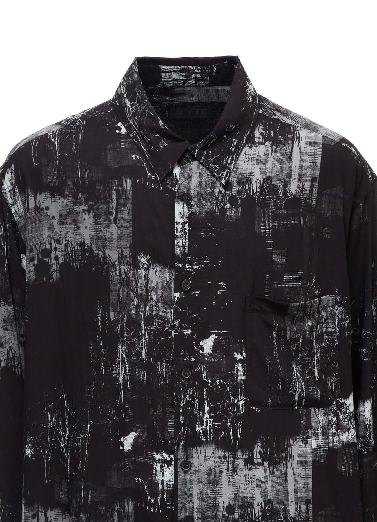 WITHERED BRANCH PRINT RAYON LONG REGULAR SHIRT