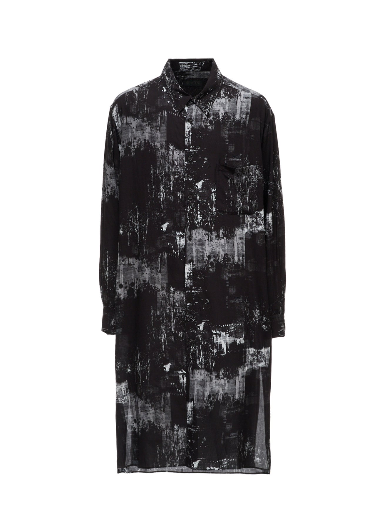 WITHERED BRANCH PRINT RAYON LONG REGULAR SHIRT