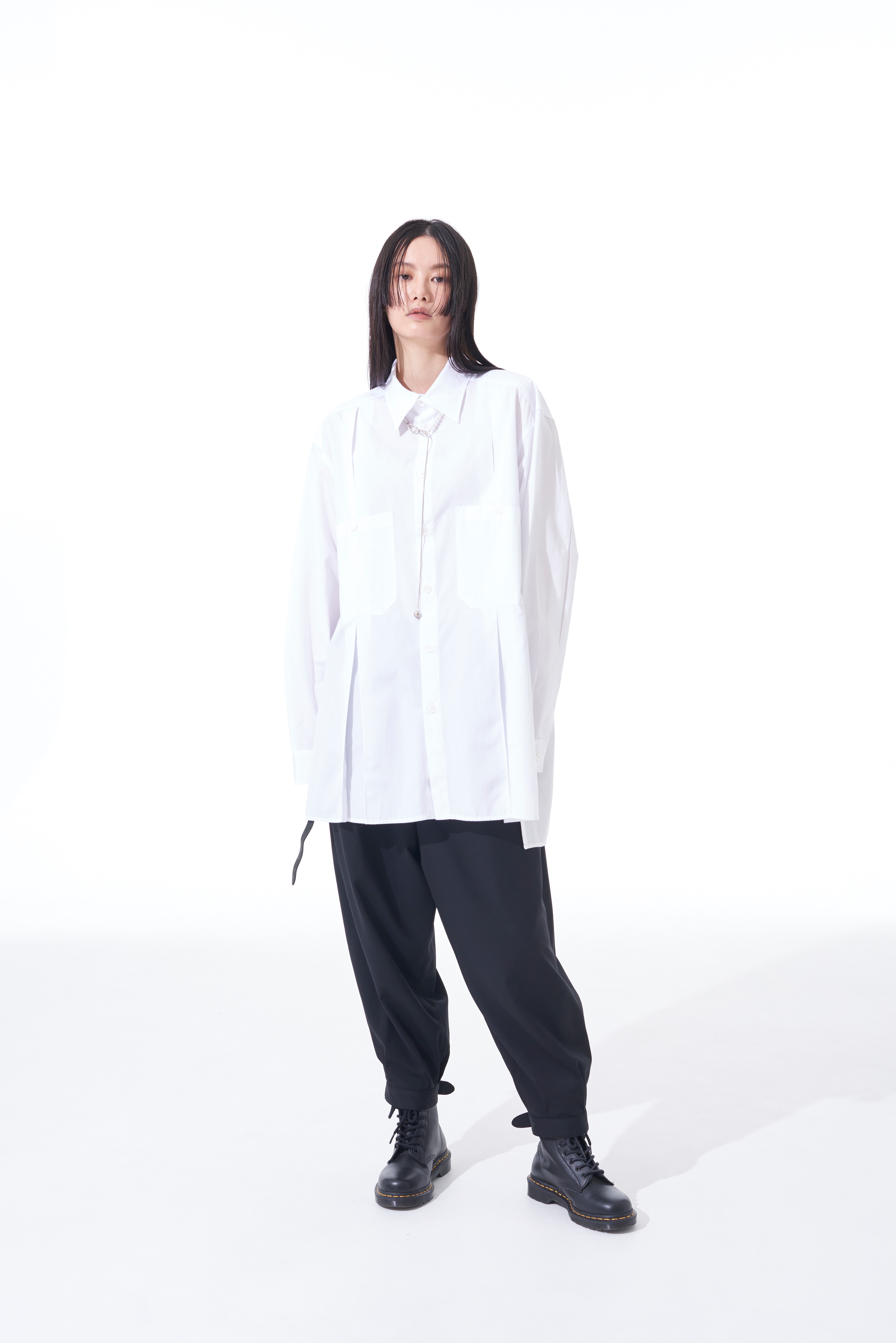 COTTON BROAD VERTICAL GUSSET SHIRTS(M White): S'YTE｜THE SHOP 