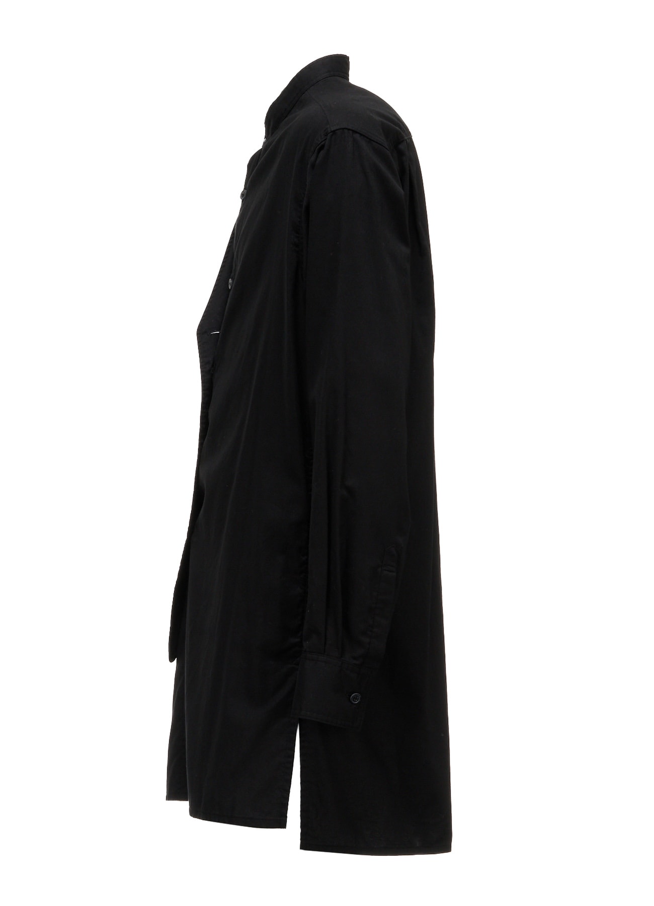 COTTON TWILL VEST-FRONT COLLARLESS SHIRT