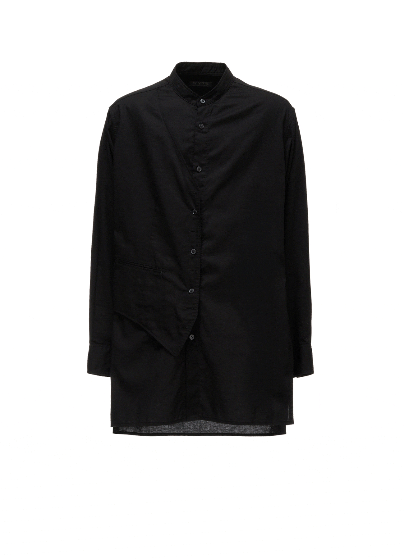 COTTON TWILL VEST-FRONT COLLARLESS SHIRT