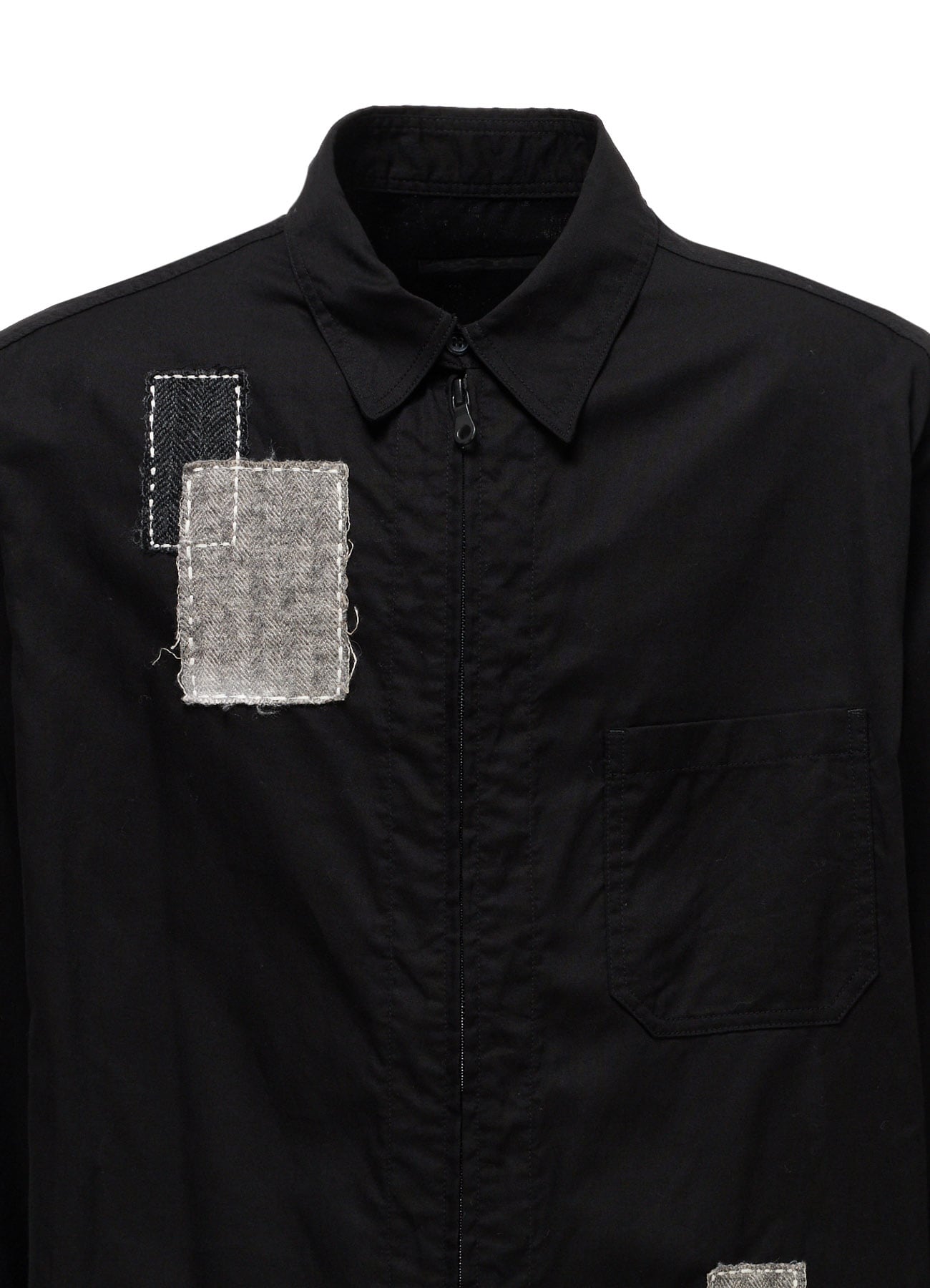 COTTON TWILL PATCHWORK ZIP-UP REGULAR SHIRT
