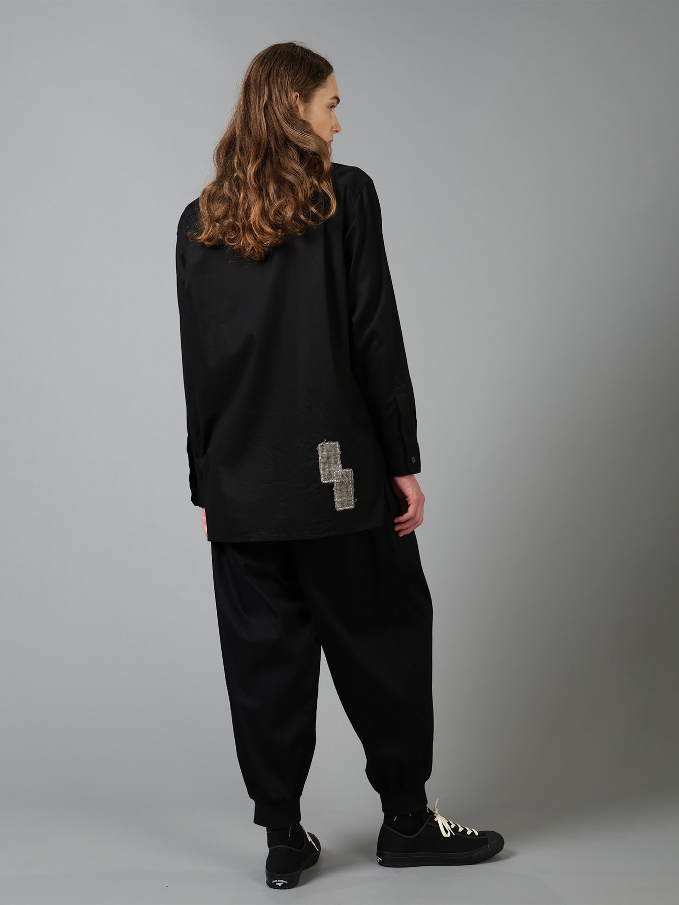 COTTON TWILL PATCHWORK ZIP-UP REGULAR SHIRT