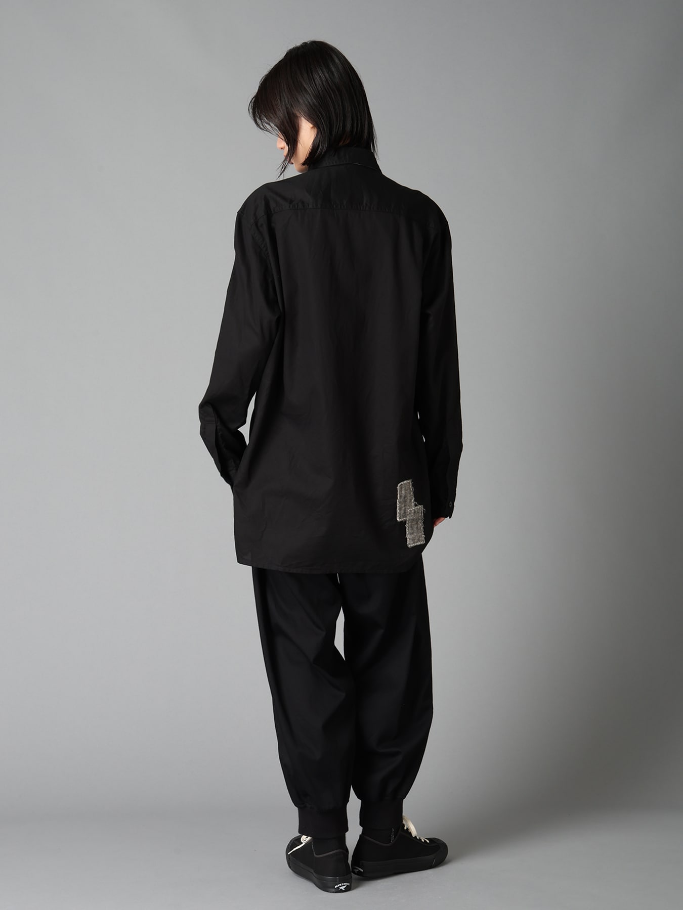 COTTON TWILL PATCHWORK ZIP-UP REGULAR SHIRT