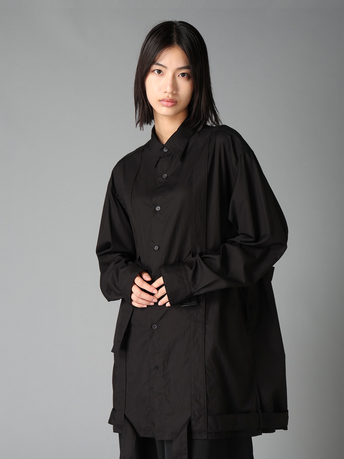 100/2 COTTON BROAD BELT DETAIL BIG SHIRT