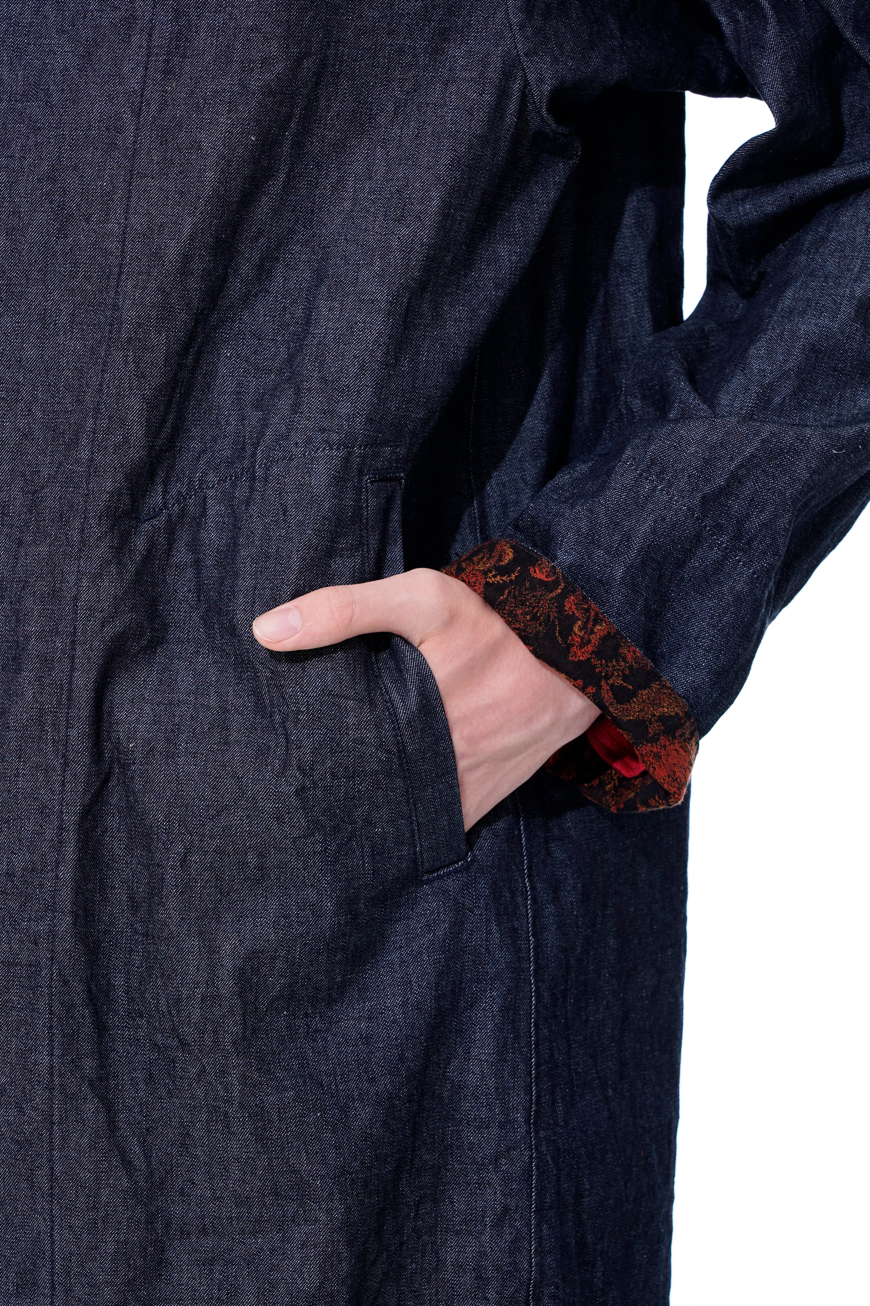 10OZ DENIM ETHNIC THORN PATTERN JACQUARD WAIST STRING PANTS(M Blue):  S'YTE｜THE SHOP YOHJI YAMAMOTO