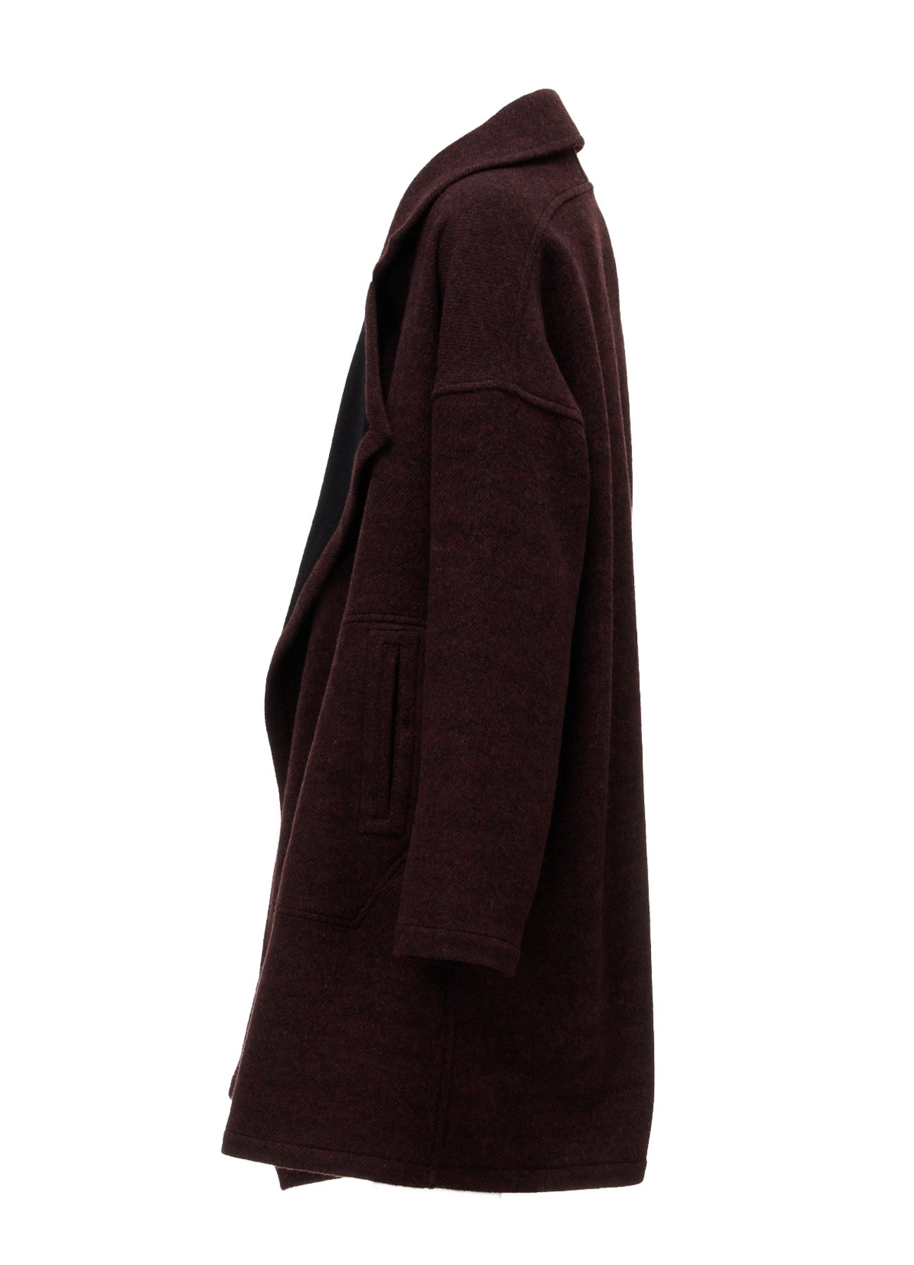 SOFT DOUBLE-WEAVE MELTON REVERSIBLE BUTTONLESS COAT