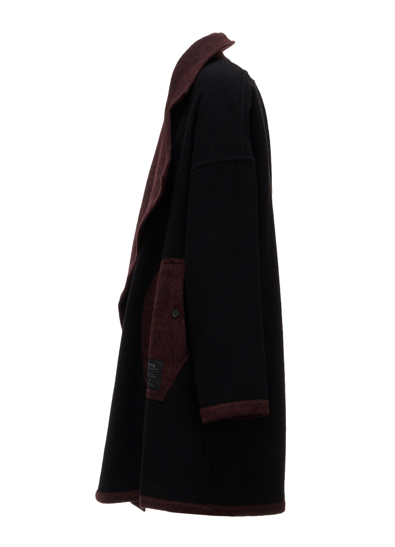 SOFT DOUBLE-WEAVE MELTON REVERSIBLE BUTTONLESS COAT
