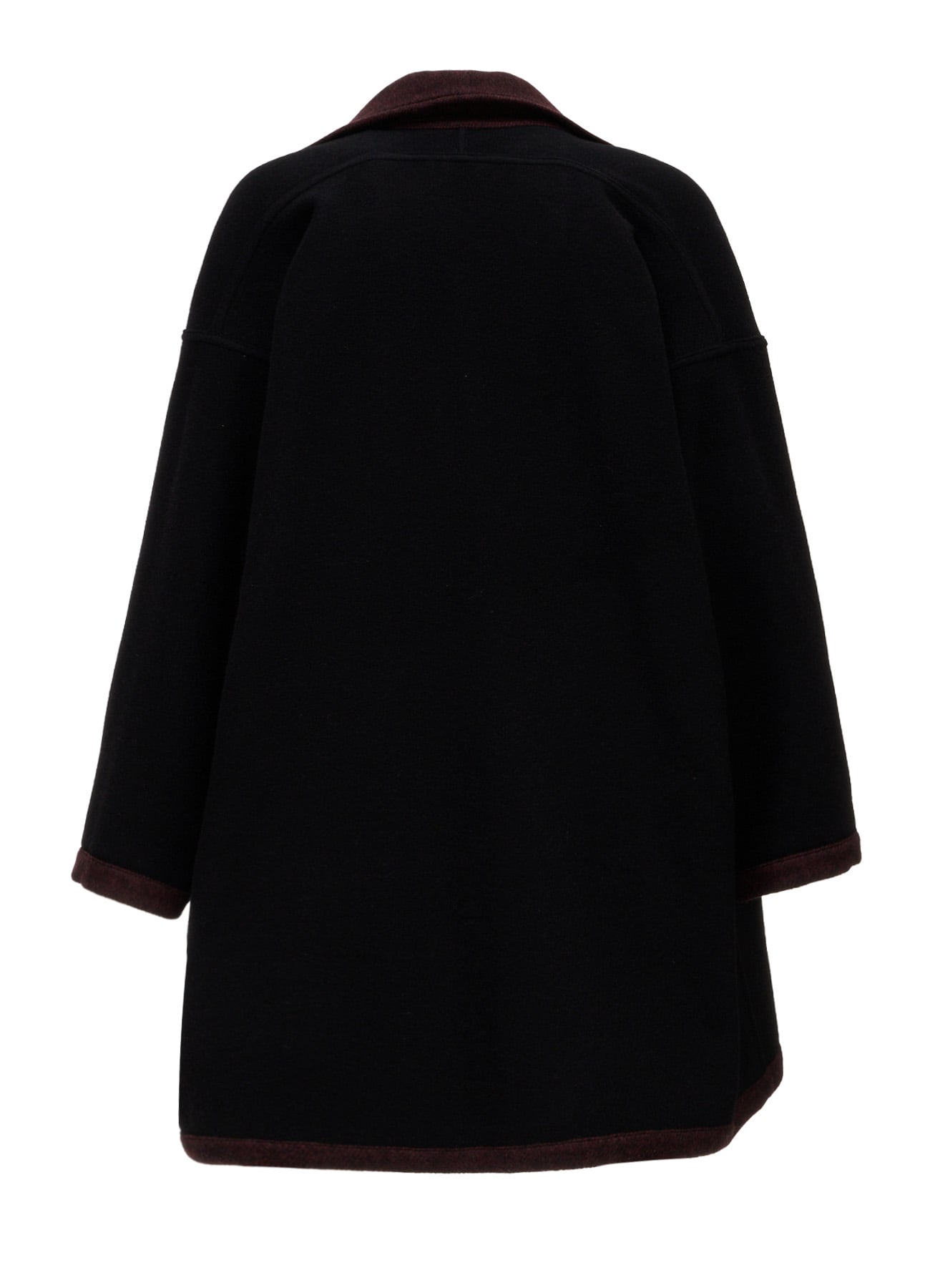 SOFT DOUBLE-WEAVE MELTON REVERSIBLE BUTTONLESS COAT