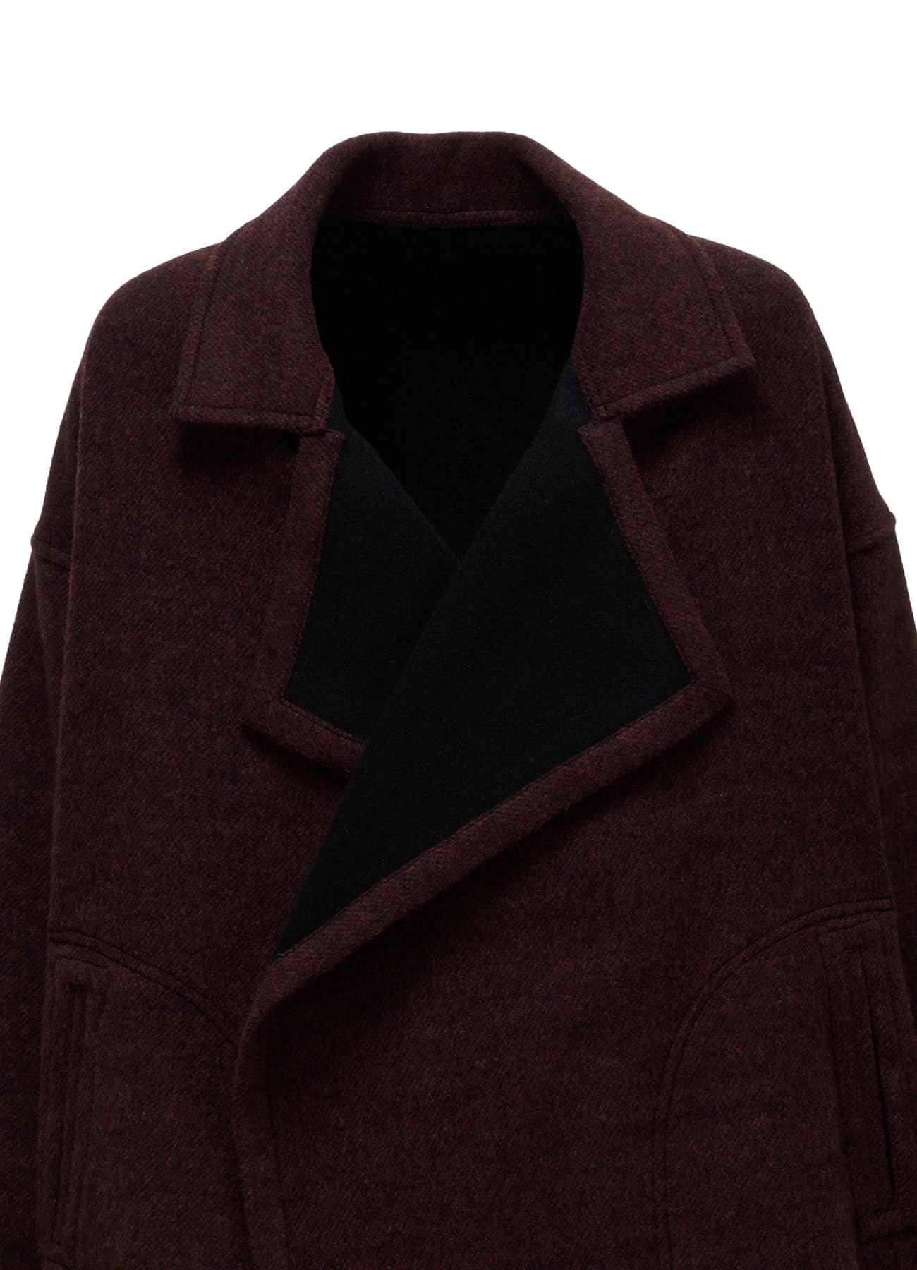 SOFT DOUBLE-WEAVE MELTON REVERSIBLE BUTTONLESS COAT