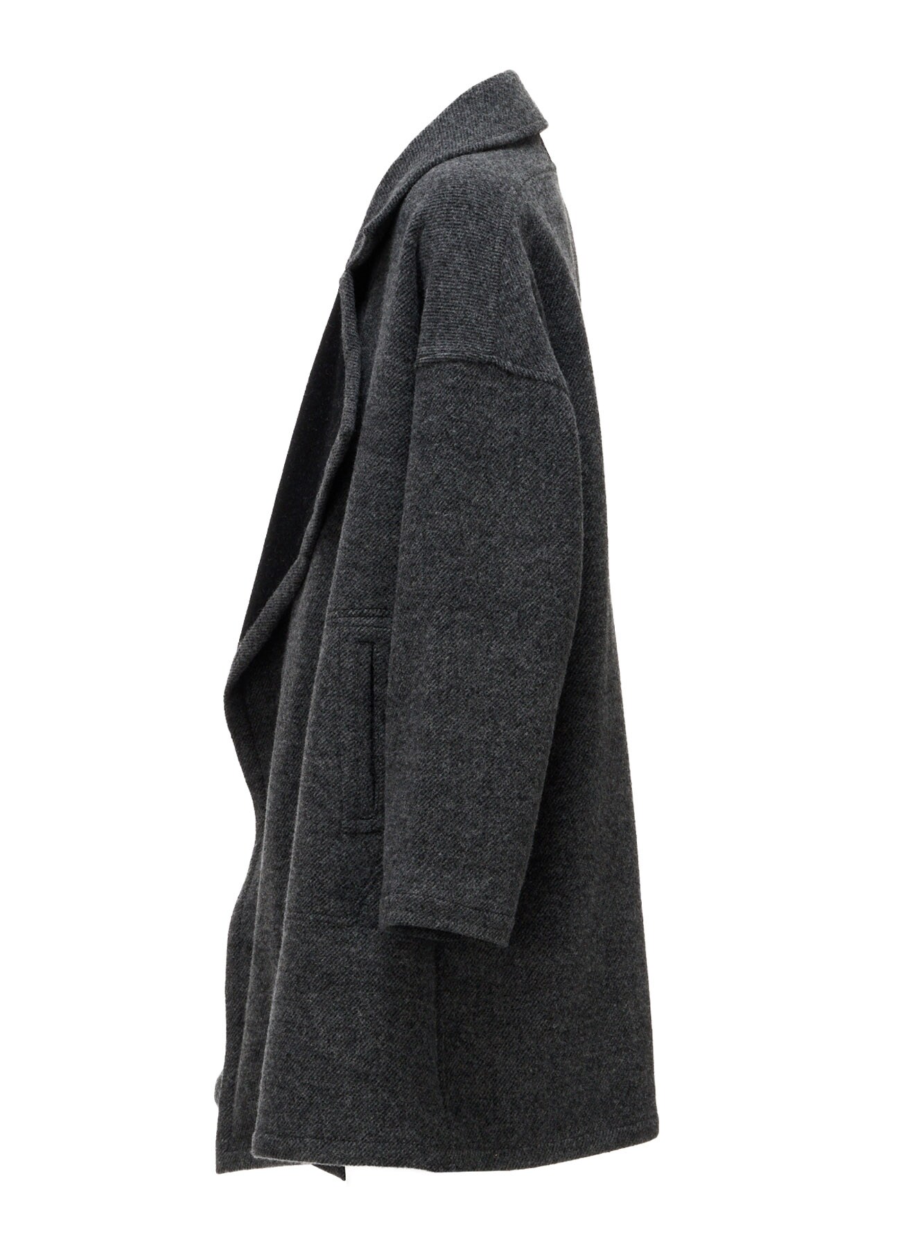 SOFT DOUBLE-WEAVE MELTON REVERSIBLE BUTTONLESS COAT