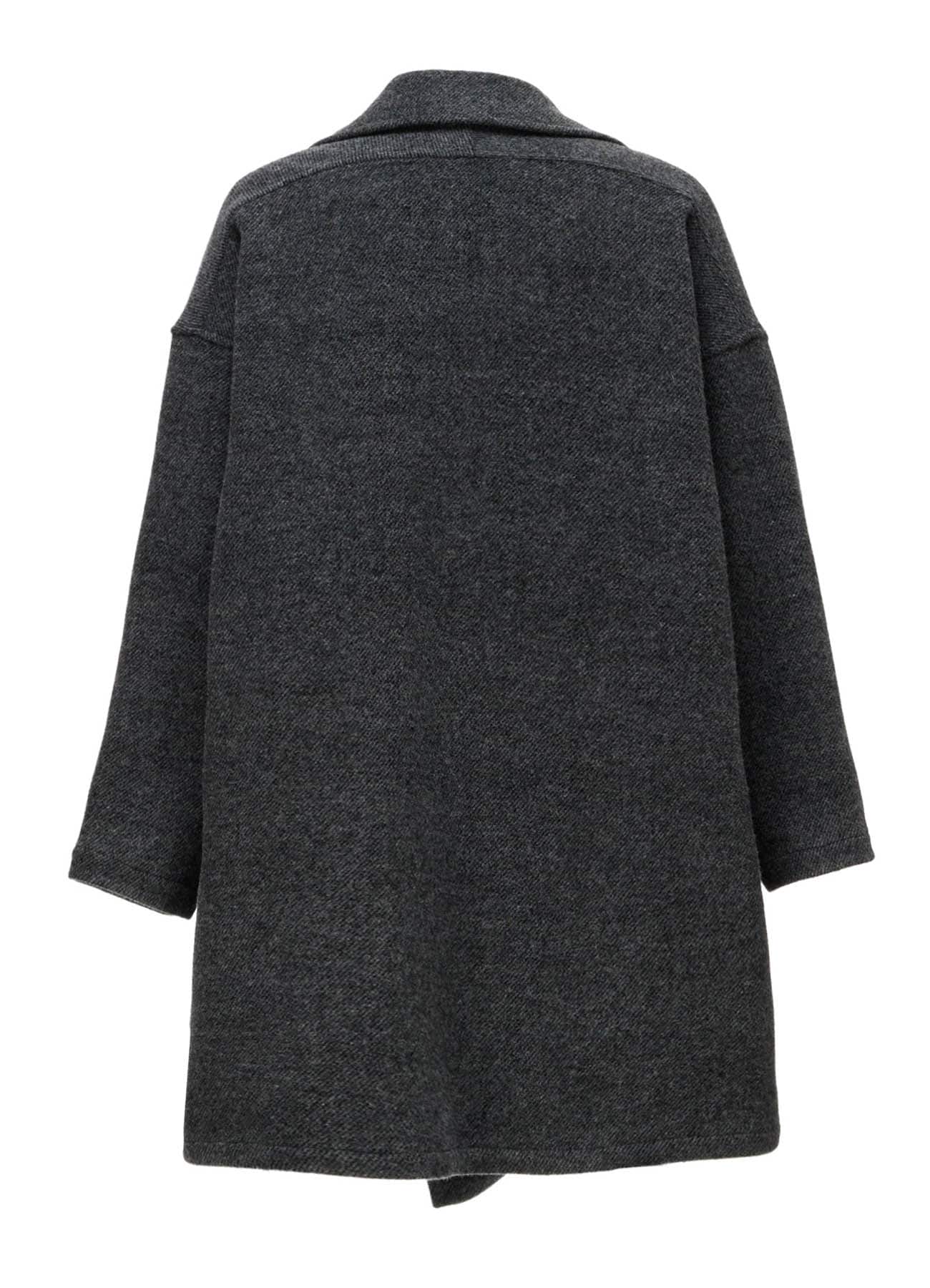 SOFT DOUBLE-WEAVE MELTON REVERSIBLE BUTTONLESS COAT