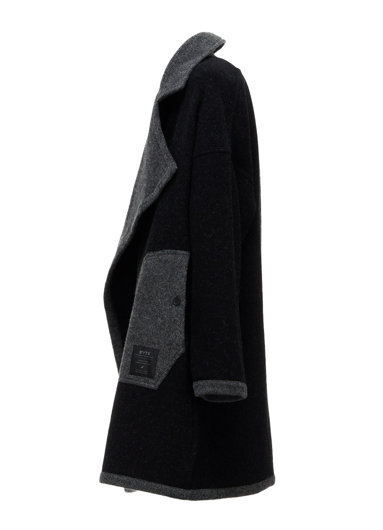 SOFT DOUBLE-WEAVE MELTON REVERSIBLE BUTTONLESS COAT