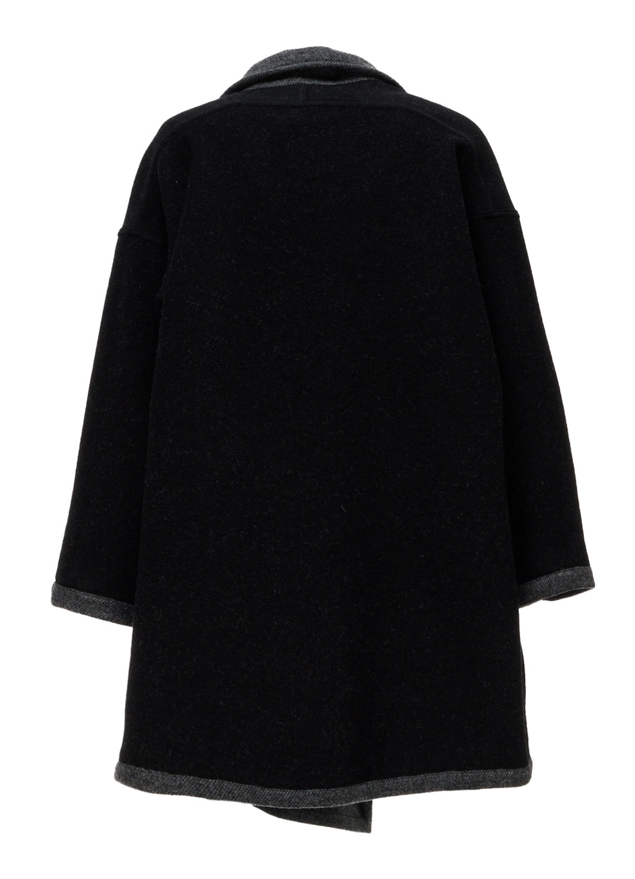 SOFT DOUBLE-WEAVE MELTON REVERSIBLE BUTTONLESS COAT