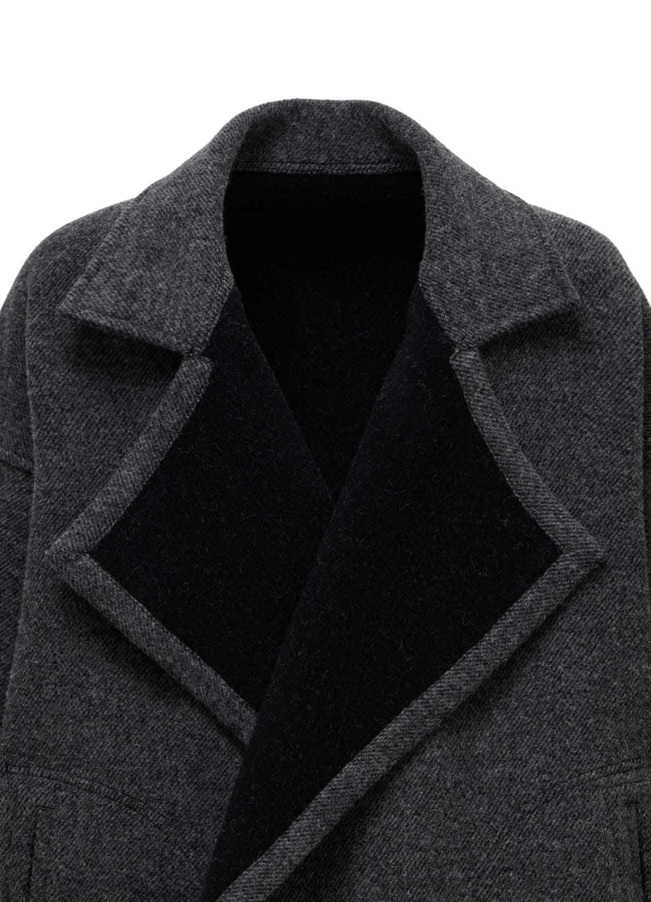 SOFT DOUBLE-WEAVE MELTON REVERSIBLE BUTTONLESS COAT