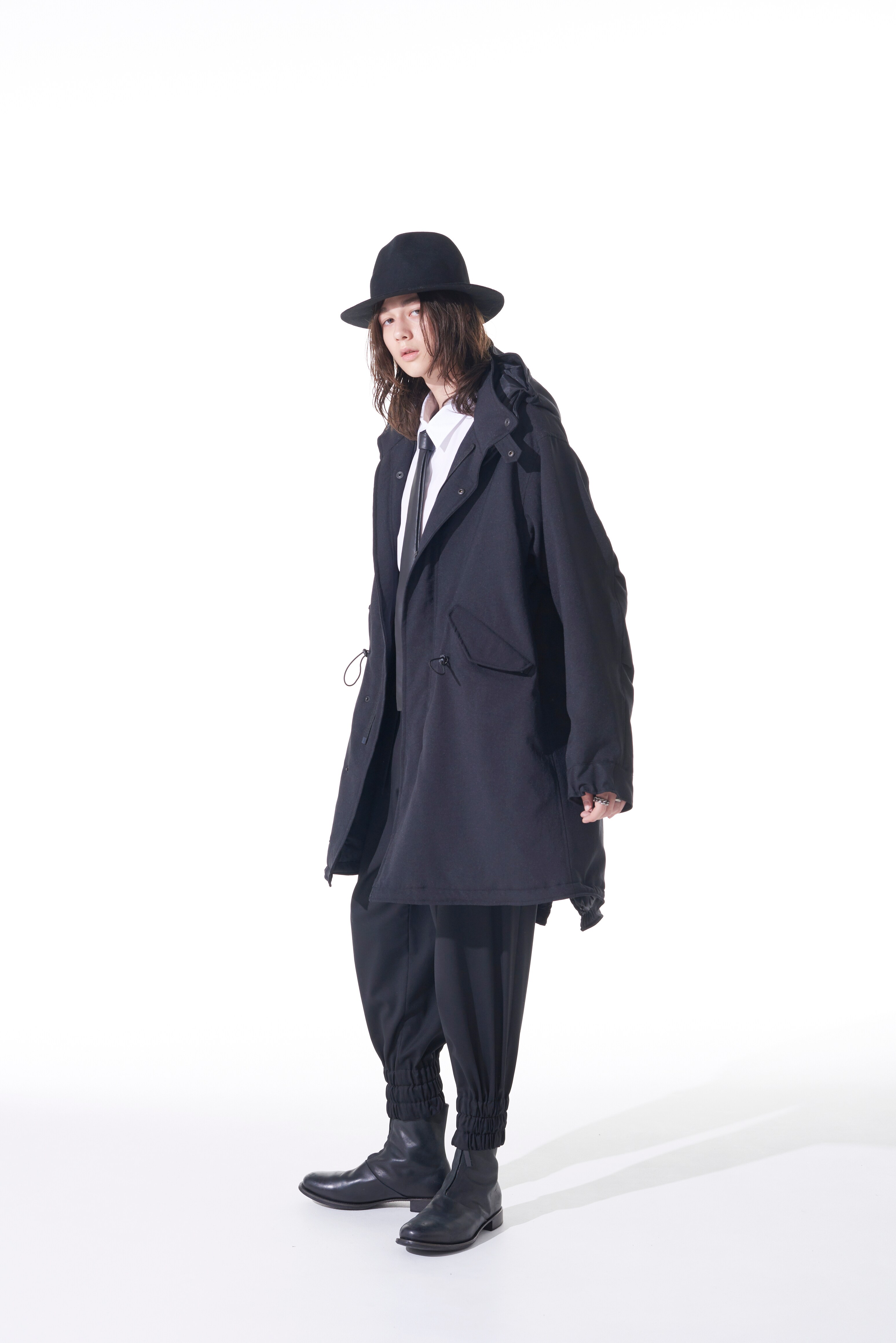 SHIWANOARU POLYESTER STRETCH TWILL PADDED MODS COAT(M Black): S