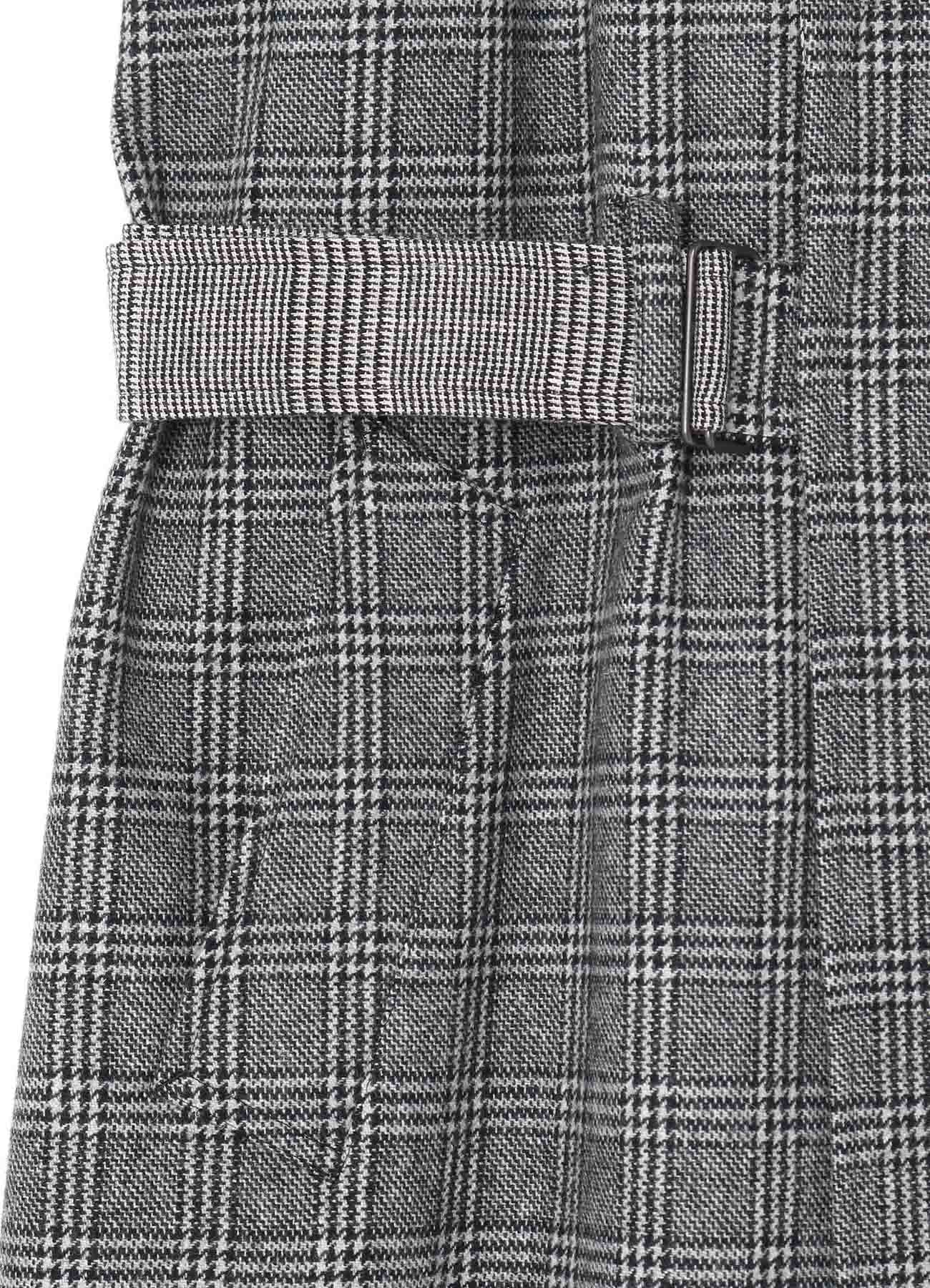 ETERMIN GLEN CHECK PANEL DOUBLE WRAP BELT COAT