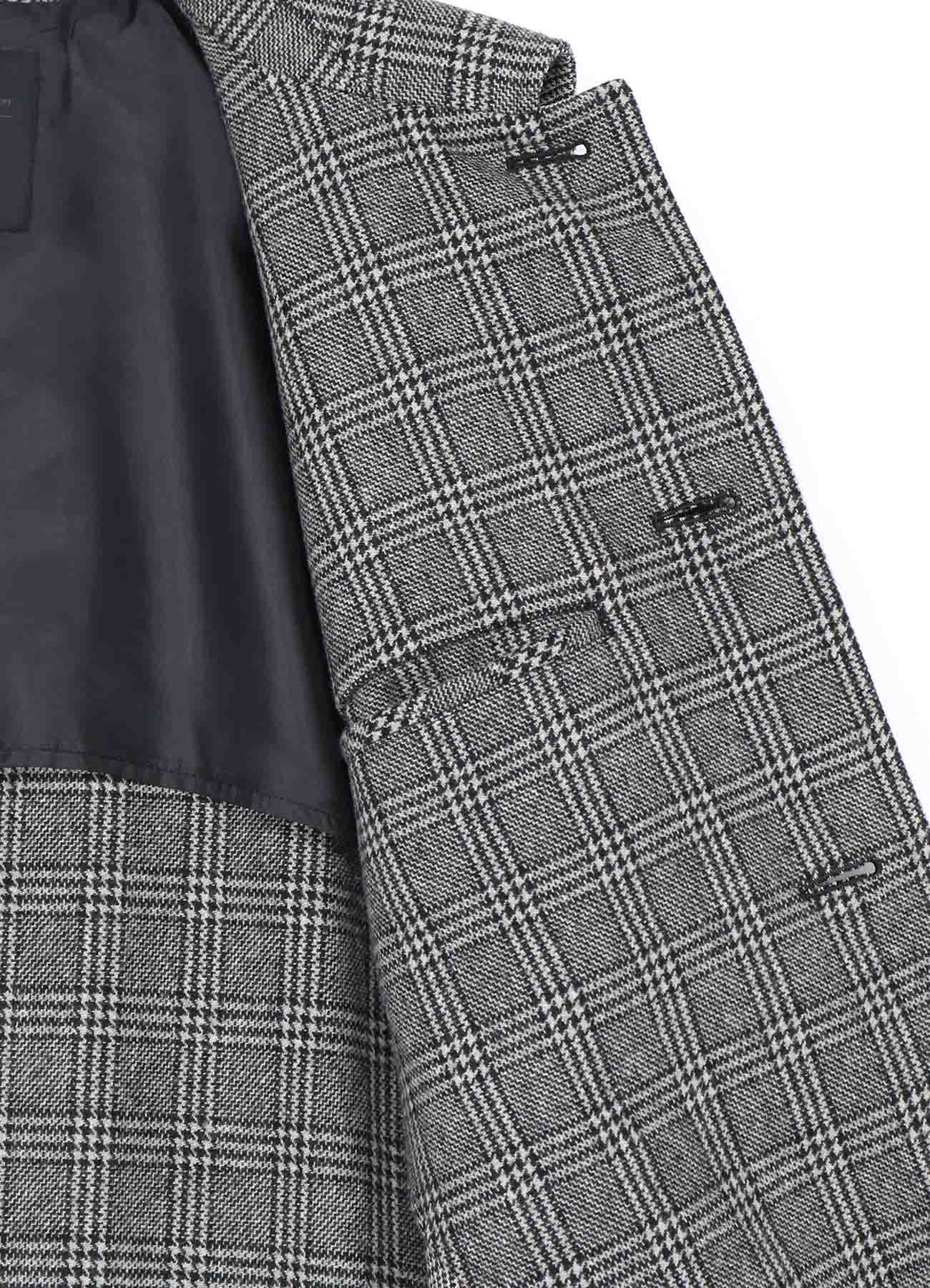 ETERMIN GLEN CHECK PANEL DOUBLE WRAP BELT COAT