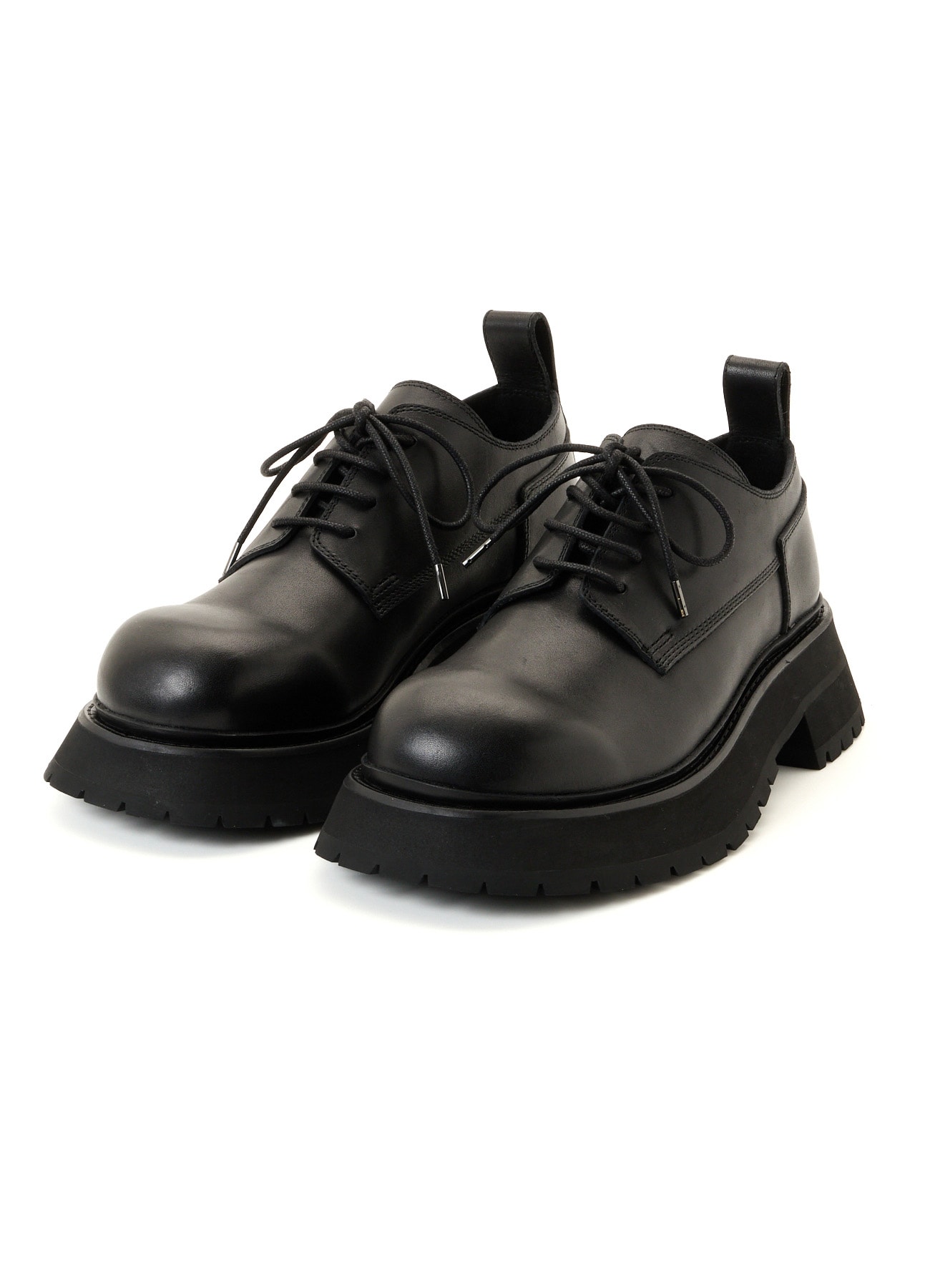 BULKY LEATHER ROUND TOE LACE-UP SHOES