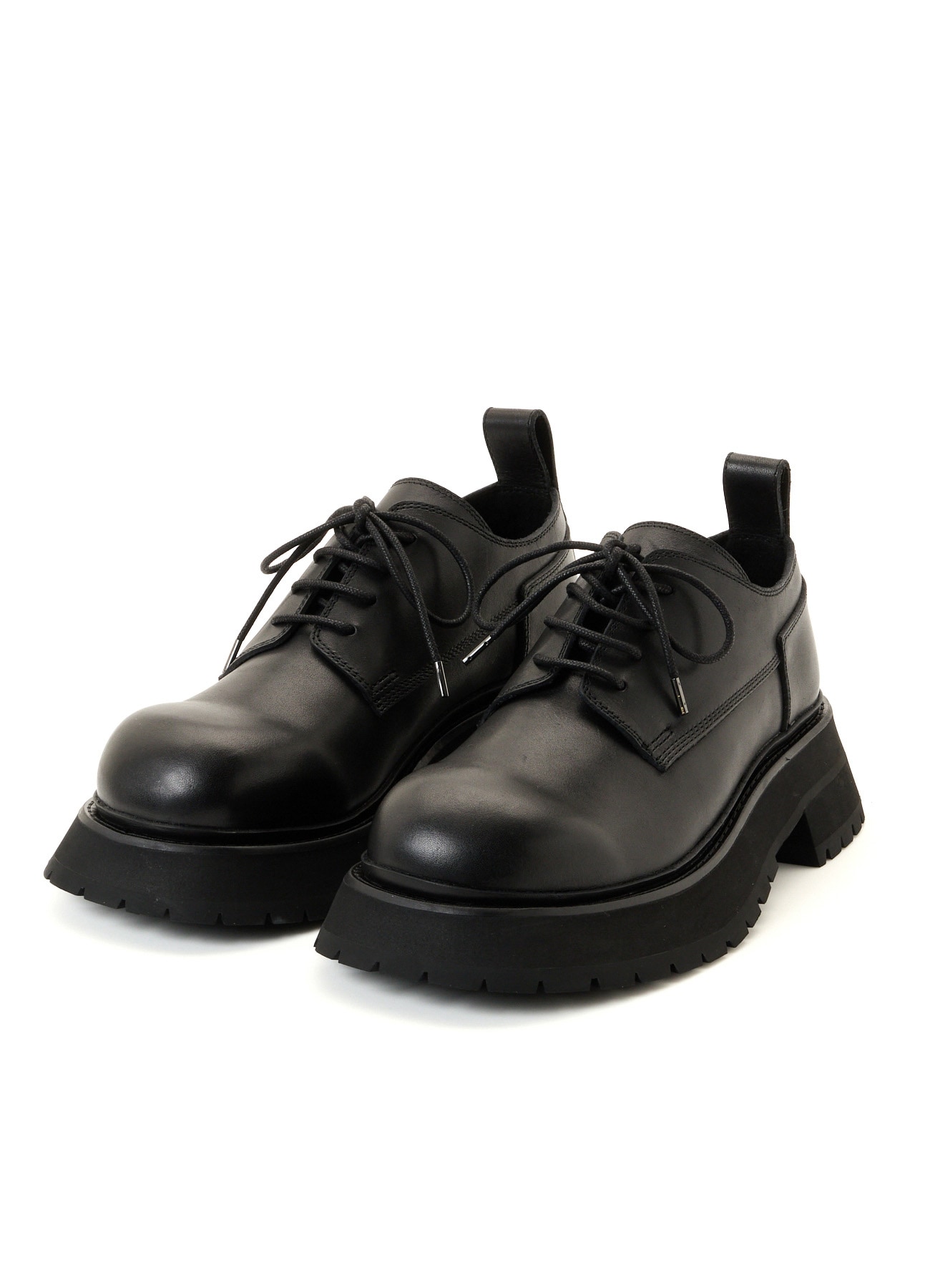 BULKY LEATHER ROUND TOE LACE-UP SHOES