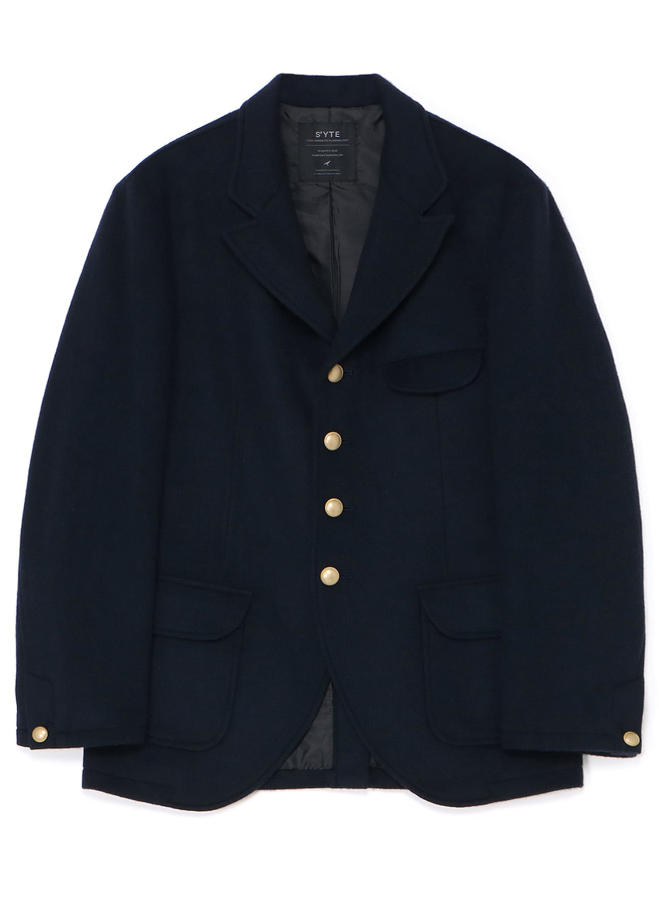 WOOL BEAVER PEAKED LAPEL 4-BUTTON JACKET(M Navy): S'YTE｜THE SHOP 