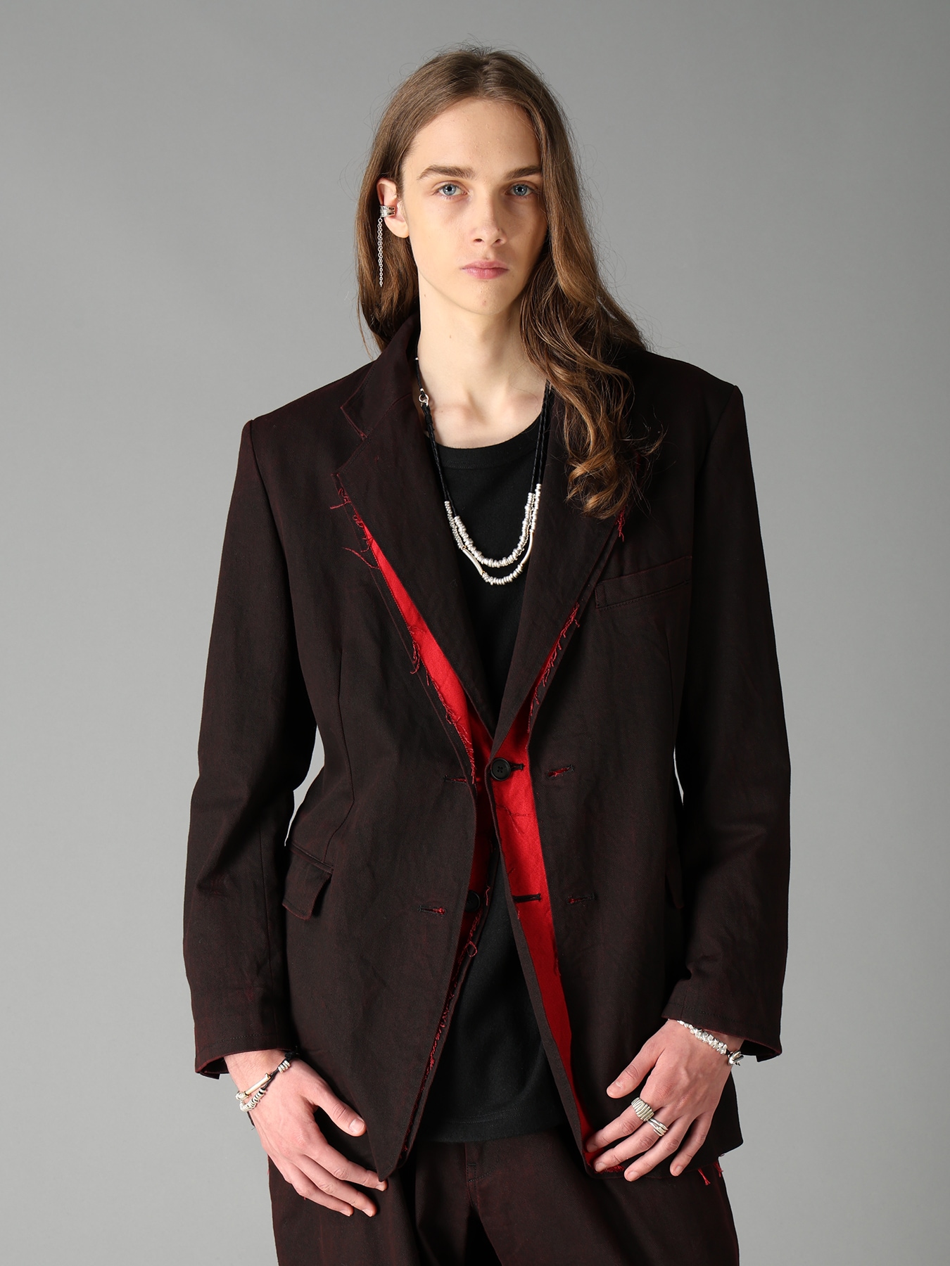 PIGMENT PRINT COTTON TWILL DOUBLE-LAPEL JACKET