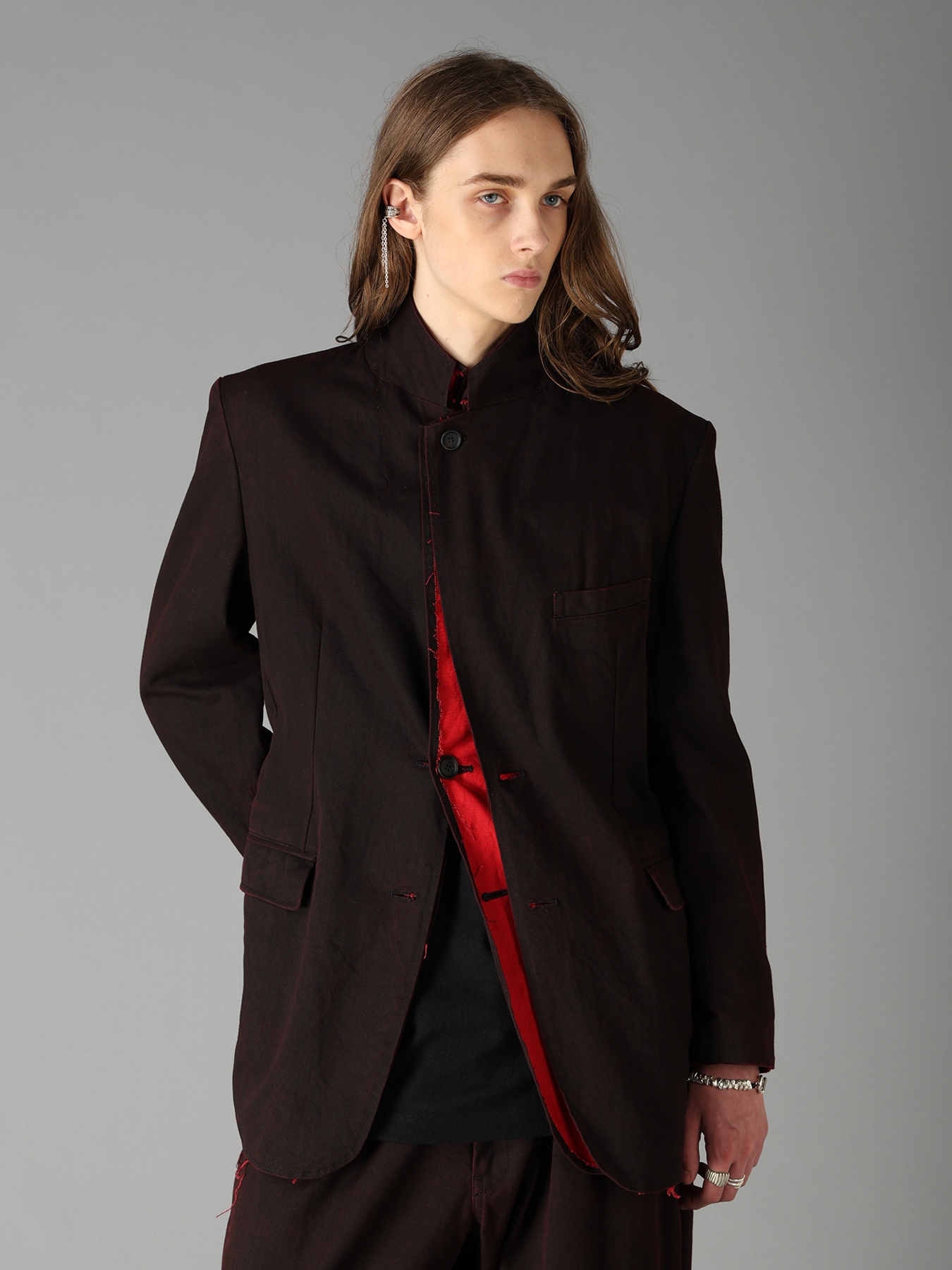 PIGMENT PRINT COTTON TWILL DOUBLE-LAPEL JACKET