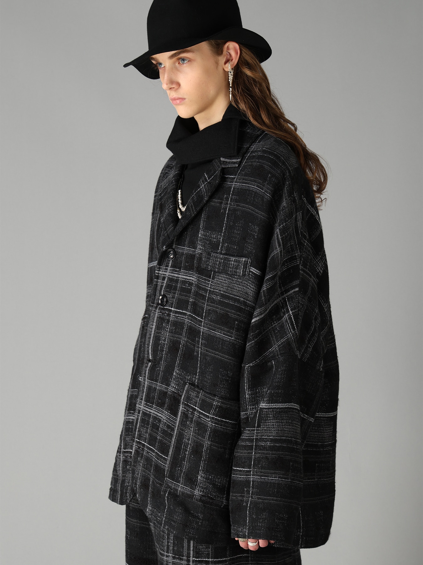 CHECK JACQUARD RAGLAN JACKET