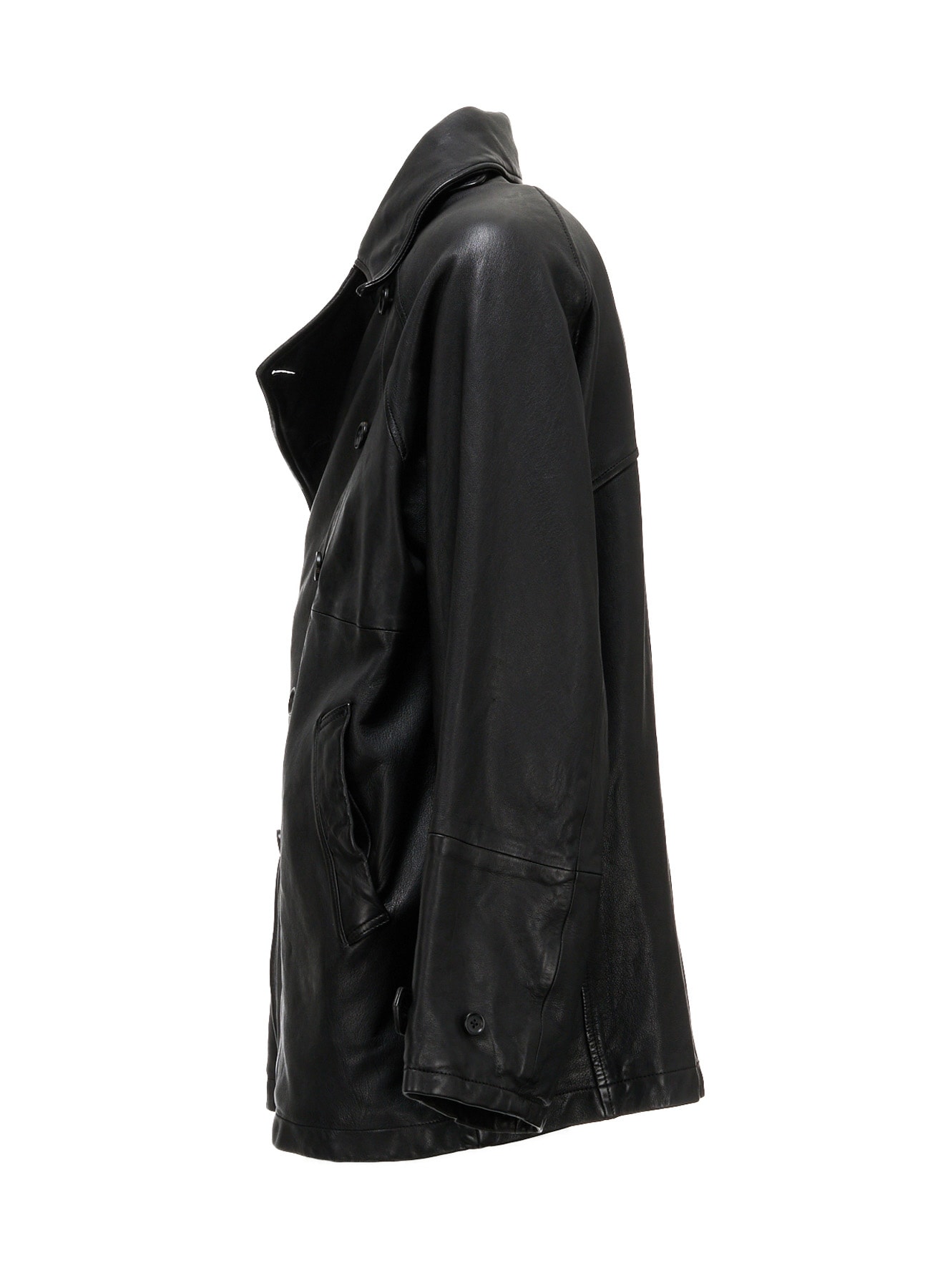 WASHED SHEEP LEATHER DOUBLE-BREASTED MOTORCYCLE JACKET