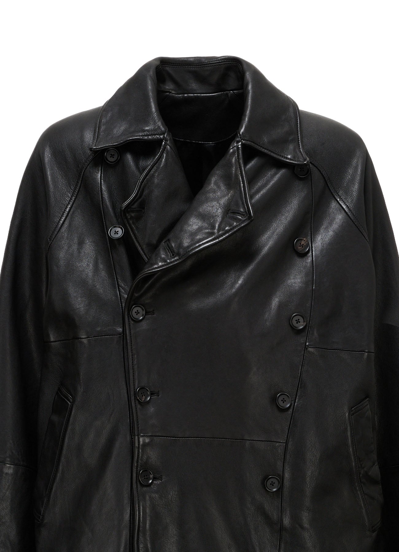 WASHED SHEEP LEATHER DOUBLE-BREASTED MOTORCYCLE JACKET
