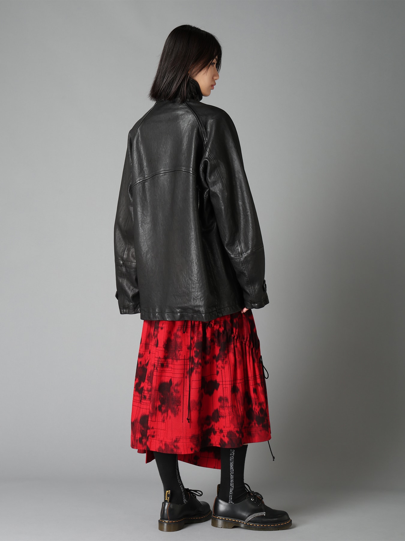 WASHED SHEEP LEATHER DOUBLE-BREASTED MOTORCYCLE JACKET