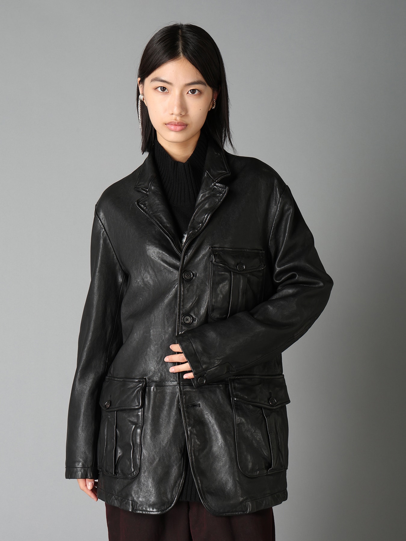 WASHED SHEEP LEATHER 3 POCKETS JACKET