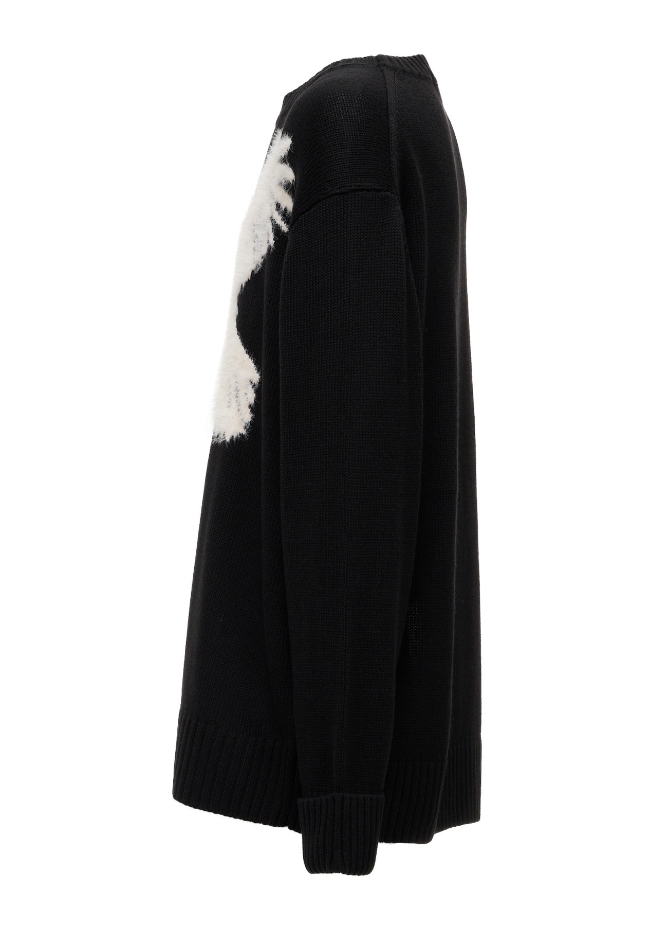 FLOCKED CROW MOTIF KNIT PULLOVER