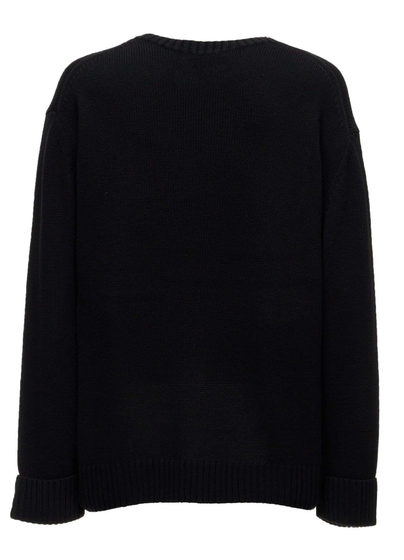 FLOCKED CROW MOTIF KNIT PULLOVER