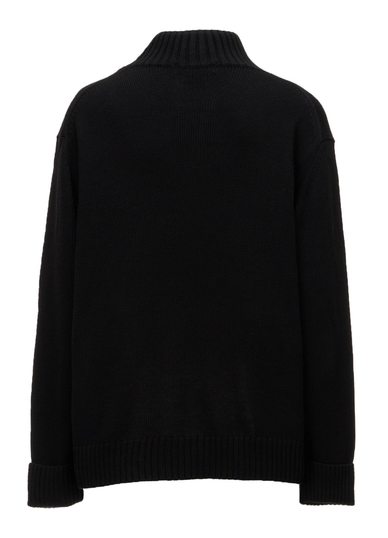 FLOCKED LILY MOTIF KNIT TURTLE NECK PULLOVER