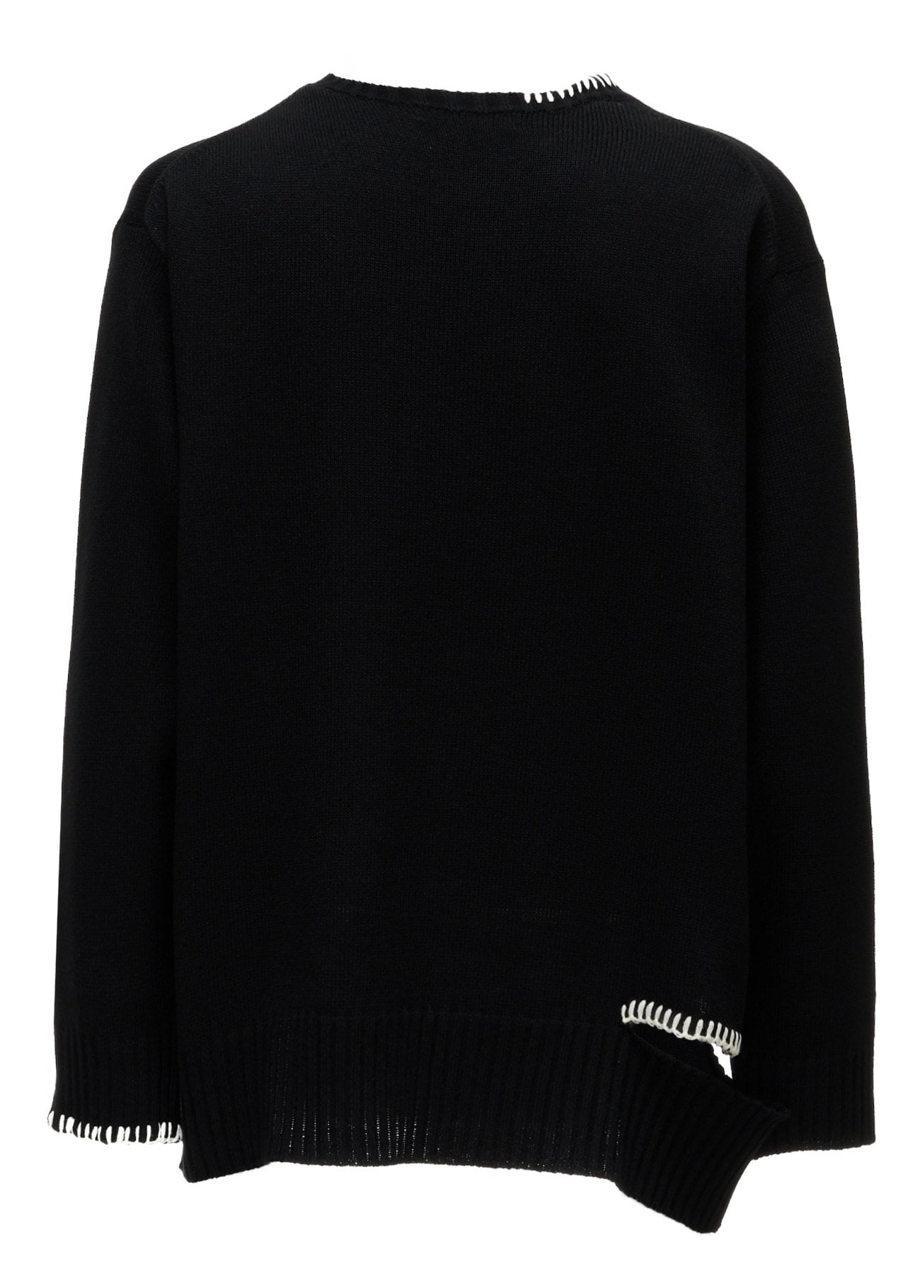 BULKY WOOL BLEND ASYMMETRIC STITCH PULLOVER