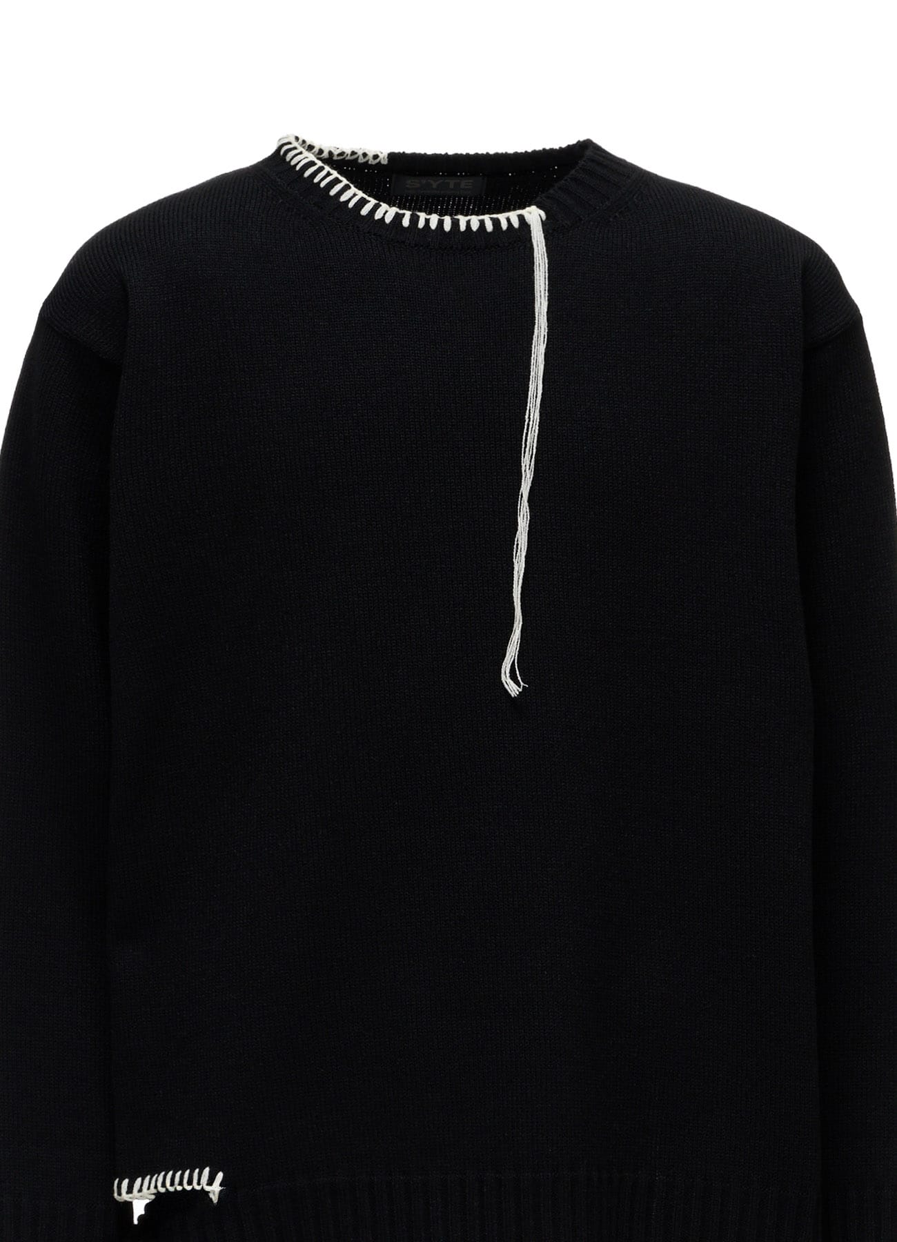 BULKY WOOL BLEND ASYMMETRIC STITCH PULLOVER