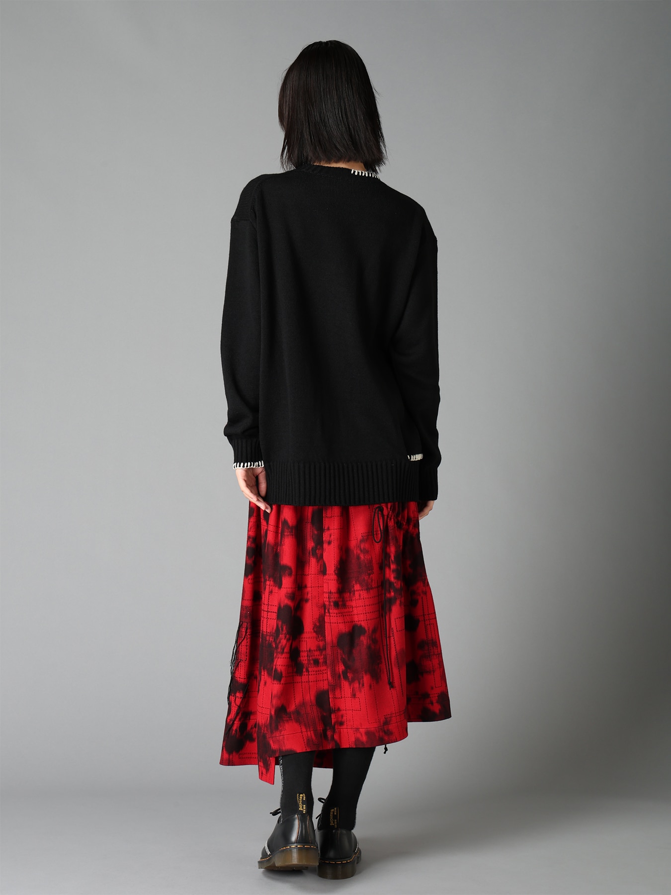 BULKY WOOL BLEND ASYMMETRIC STITCH PULLOVER