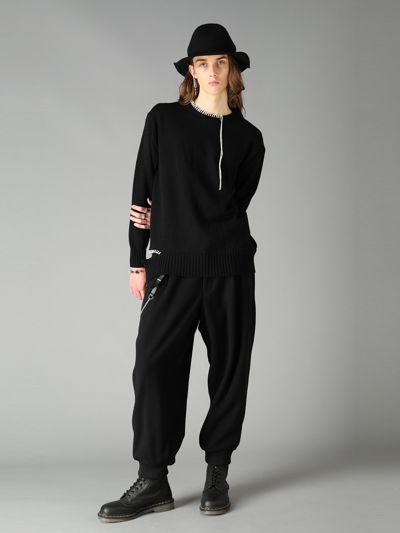 BULKY WOOL BLEND ASYMMETRIC STITCH PULLOVER