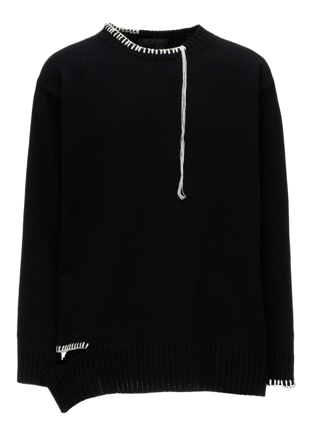 BULKY WOOL BLEND ASYMMETRIC STITCH PULLOVER