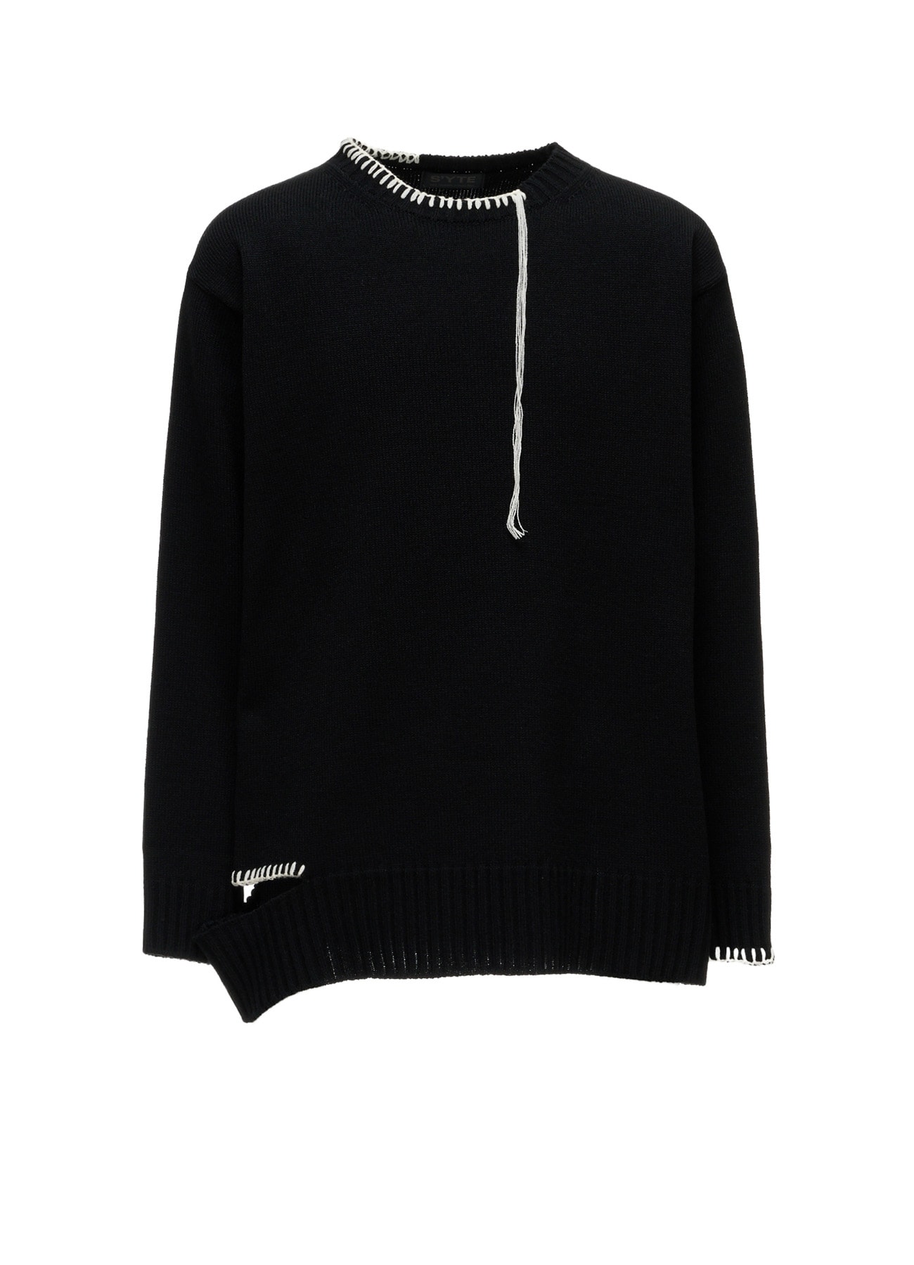 BULKY WOOL BLEND ASYMMETRIC STITCH PULLOVER
